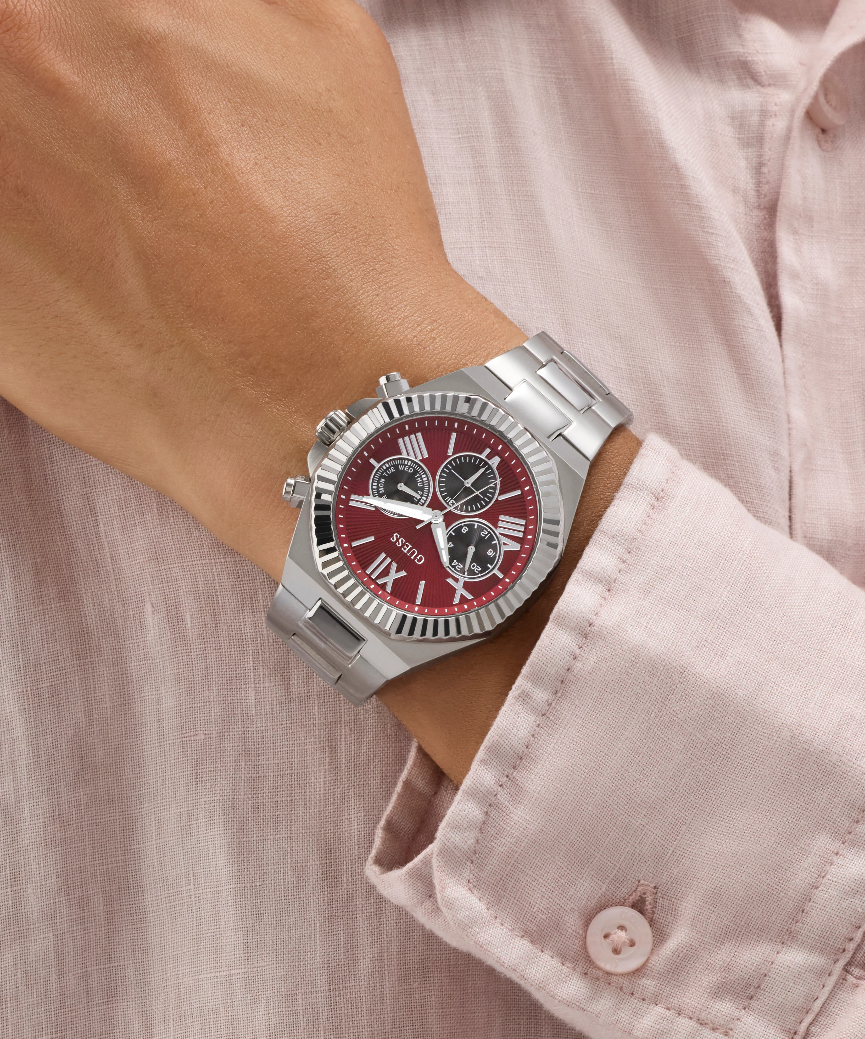 GUESS Mens Equity Silver Tone Analog Watch - Image 5