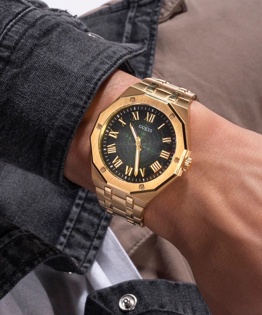 GUESS Mens Gold Tone Analog Watch - Image 5