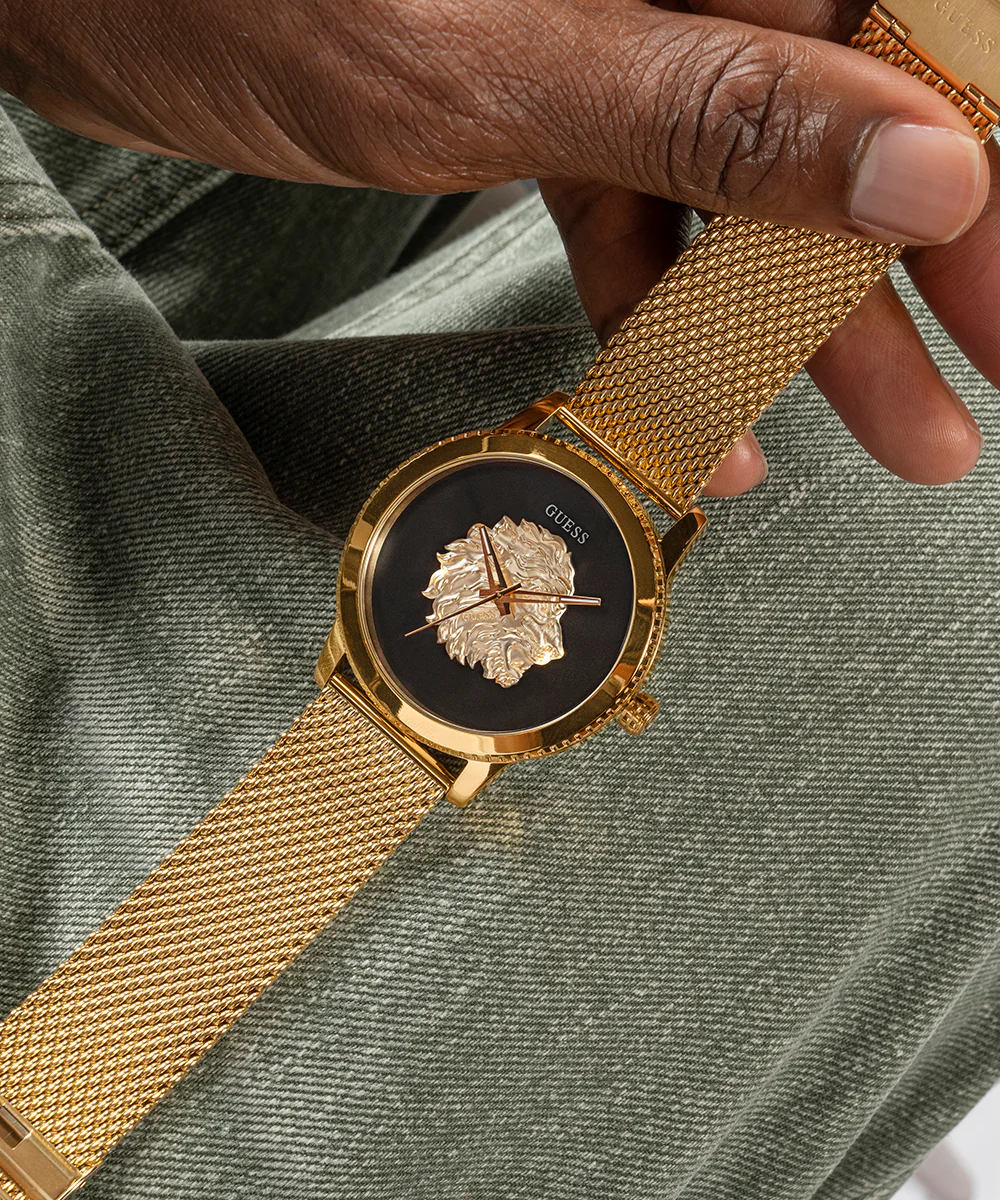 GUESS Mens Gold Tone Analog Watch - Image 5