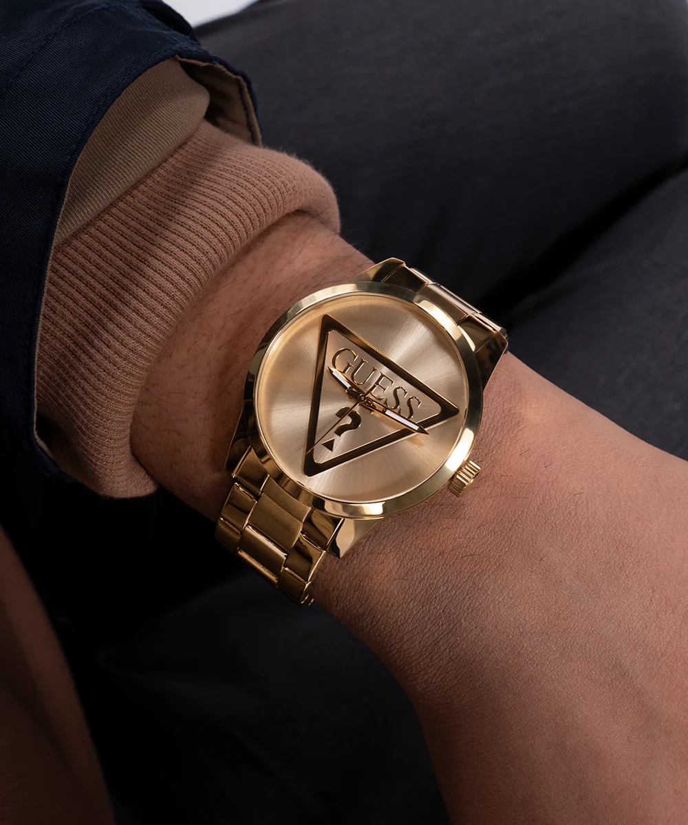 GUESS Mens Gold Tone Analog Watch - Image 4