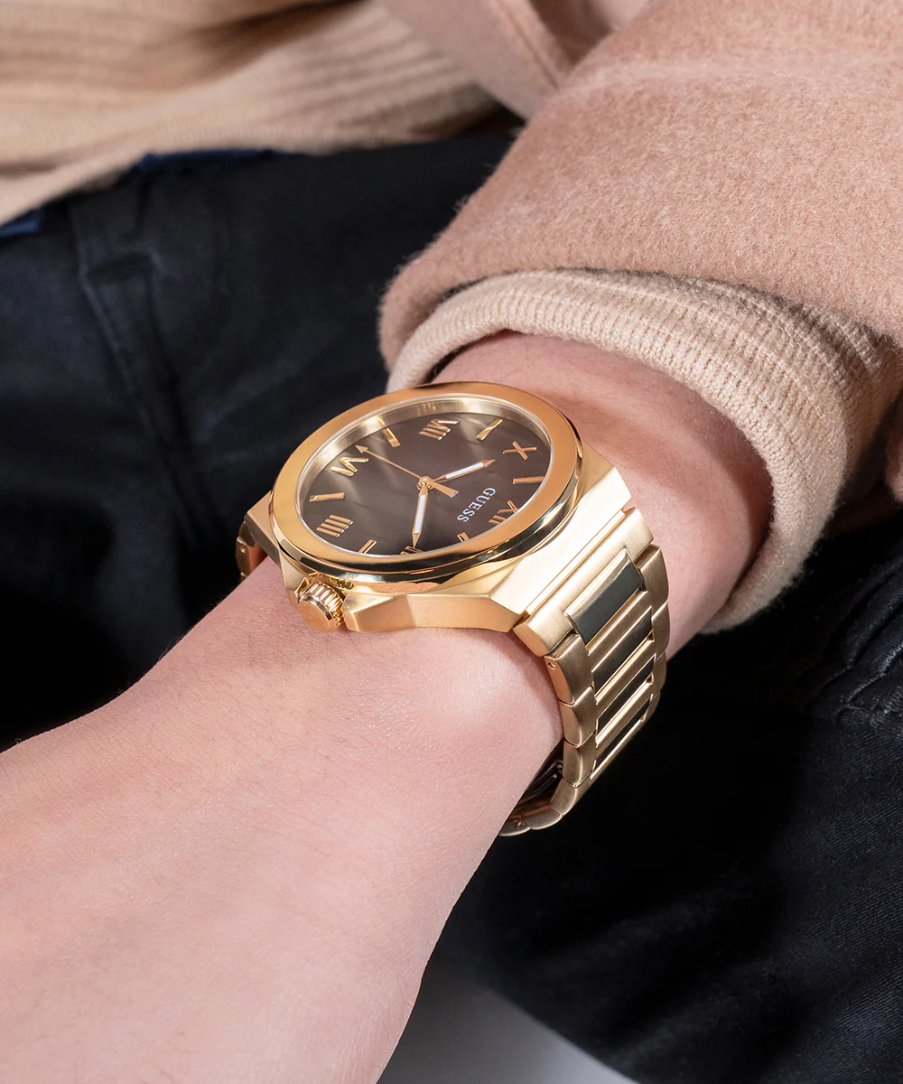 GUESS Mens Gold Tone Analog Watch - Image 5