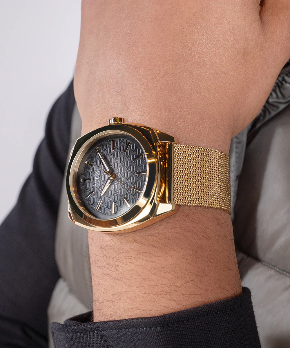 GUESS Mens Gold Tone Analog Watch - Image 3