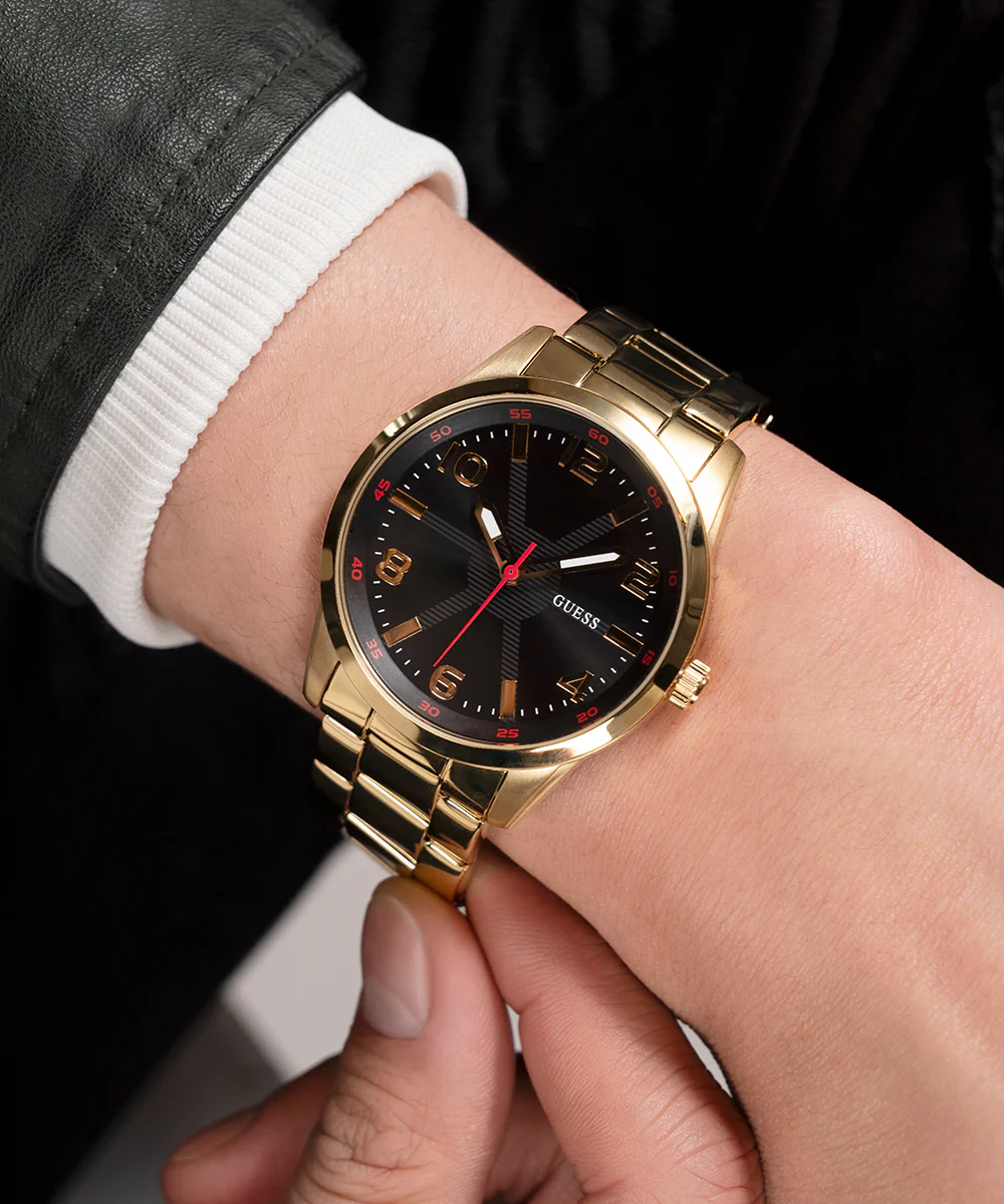 GUESS Mens Gold Tone Analog Watch - Image 5