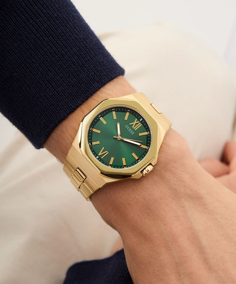GUESS Mens Gold Tone Analog Watch - Image 4