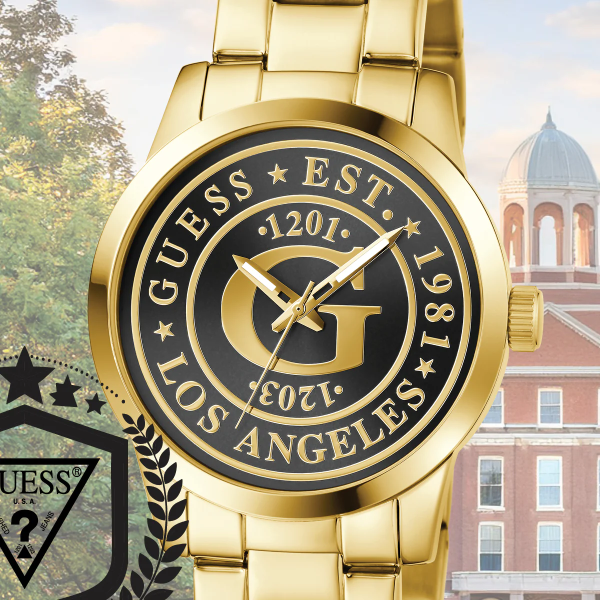 GUESS Mens Gold Tone Analog Watch - Image 2