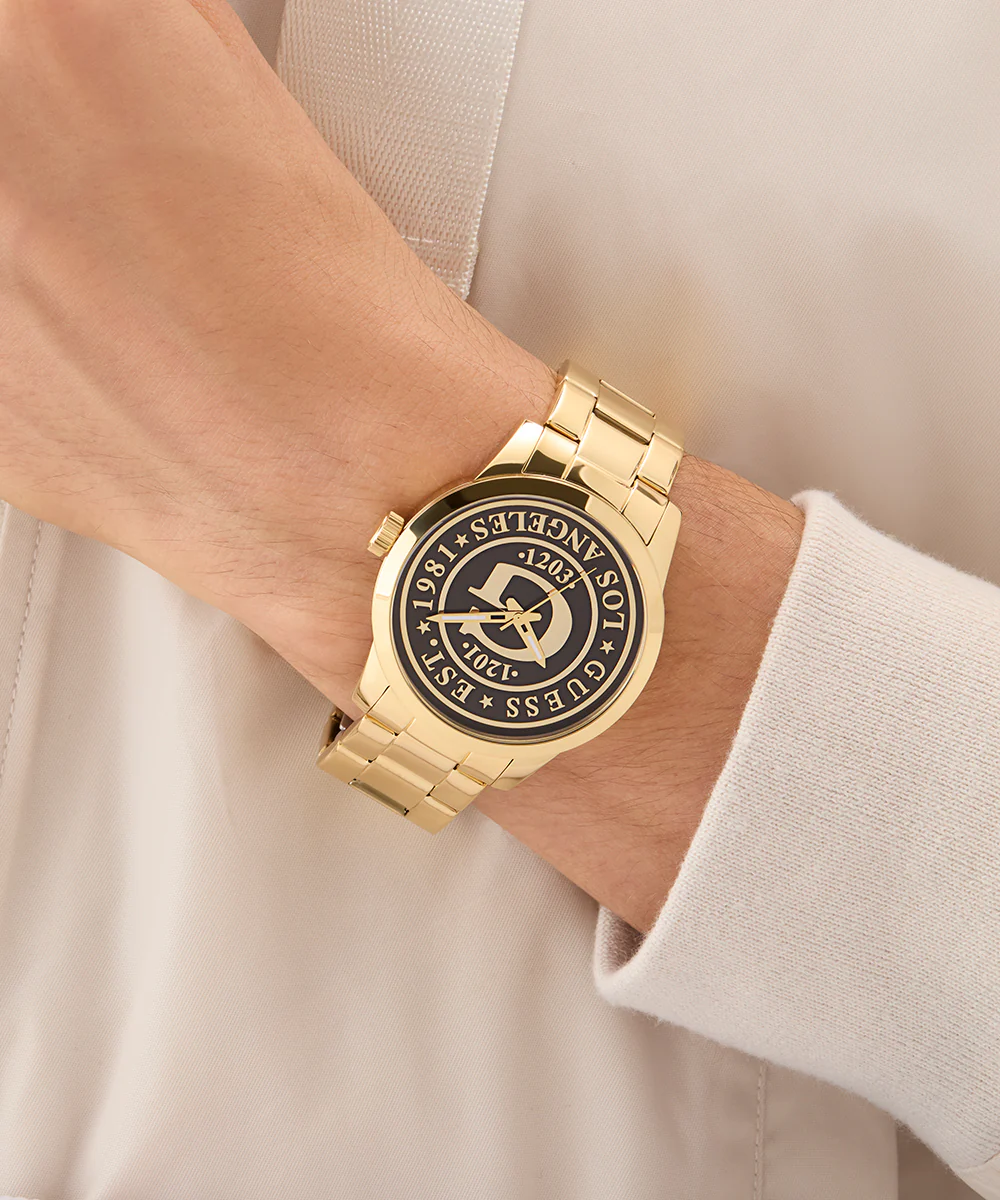 GUESS Mens Gold Tone Analog Watch - Image 4