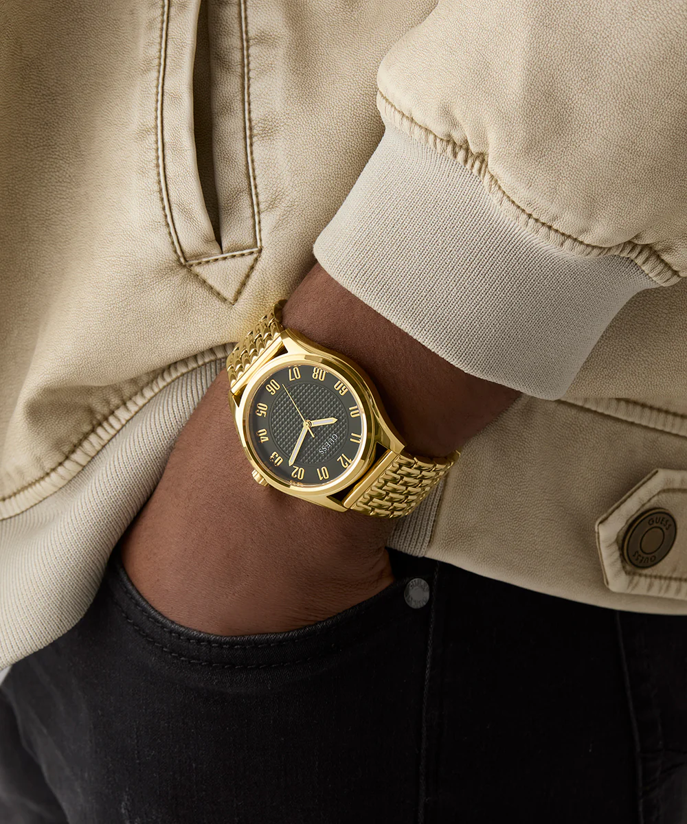 GUESS Mens Gold Tone Analog Watch - Image 3