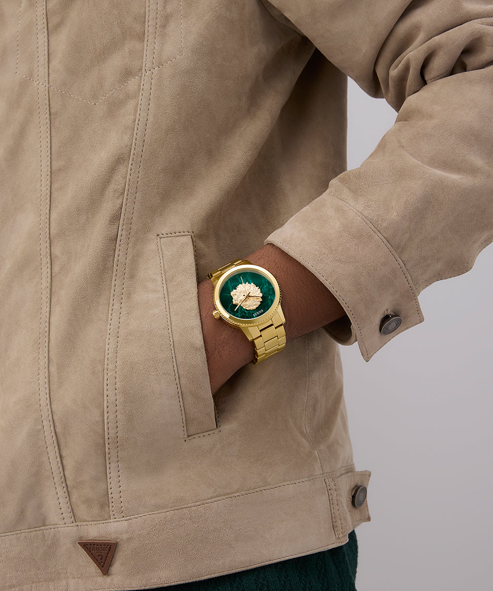 GUESS Mens Gold Tone Analog Watch - Image 5