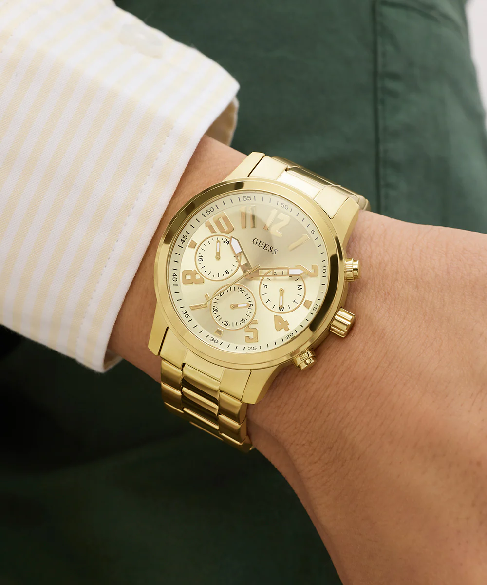 GUESS Mens Gold Tone Analog Watch - Image 4