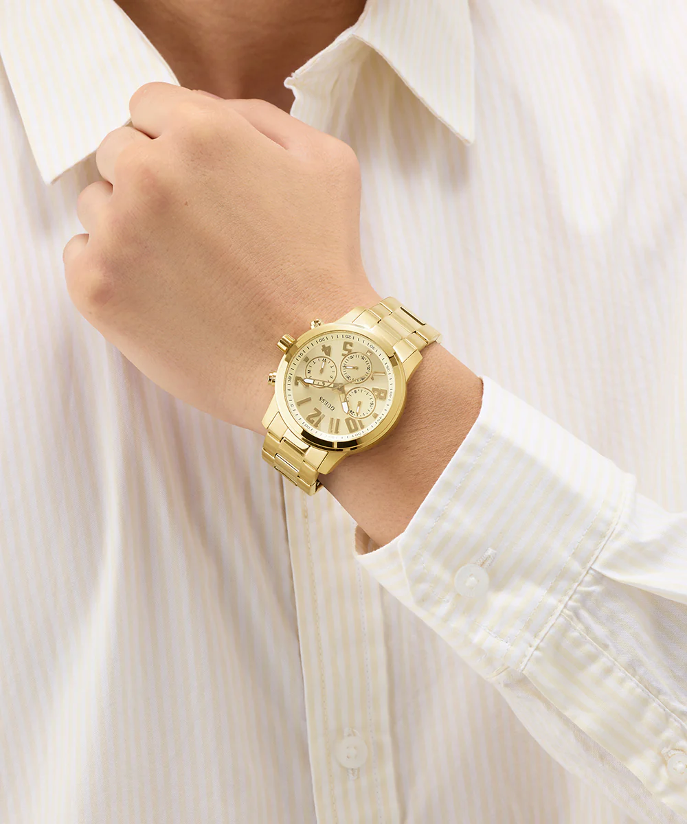 GUESS Mens Gold Tone Analog Watch - Image 5