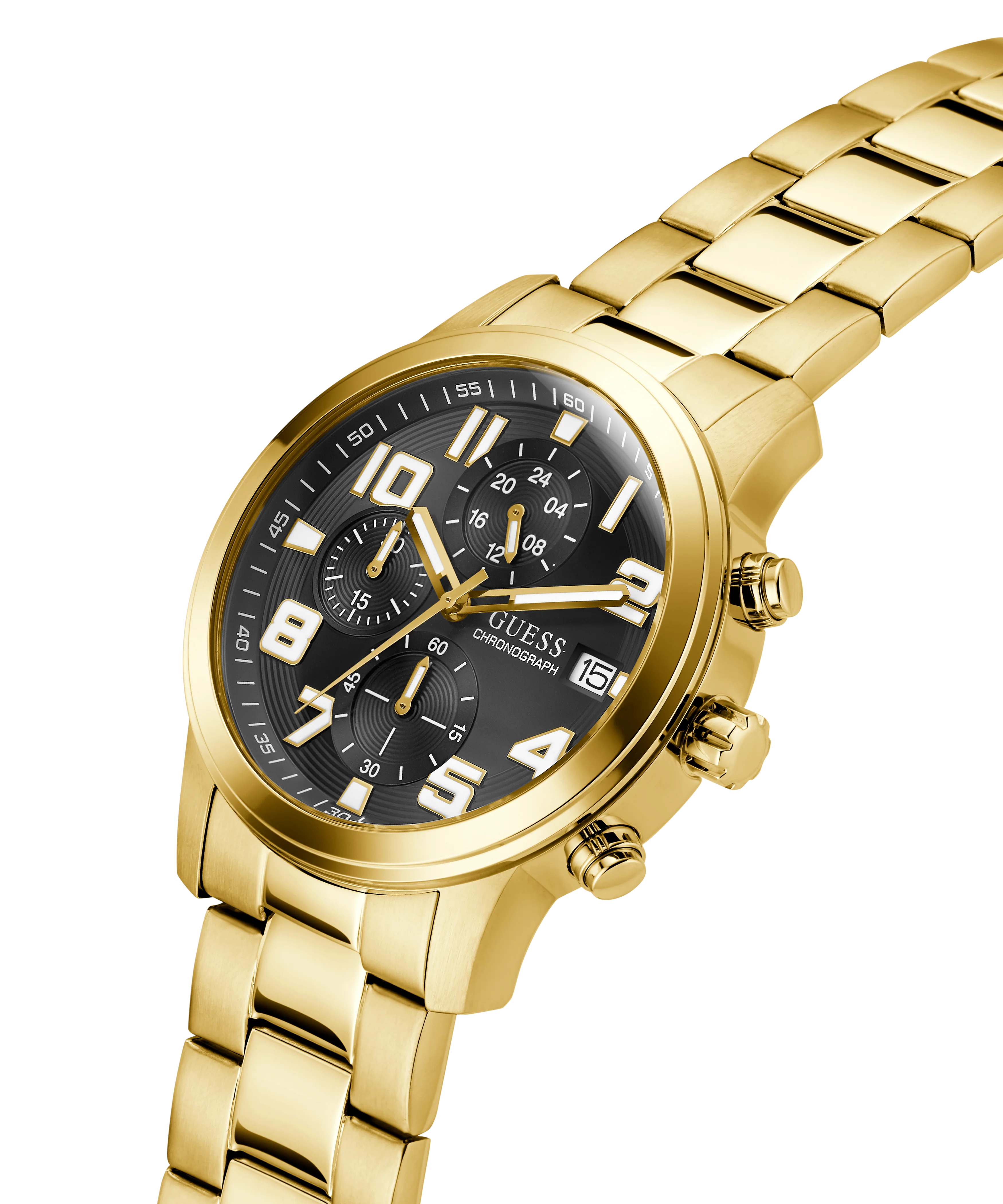 GUESS Mens Gold Tone Chronograph Watch - Image 2