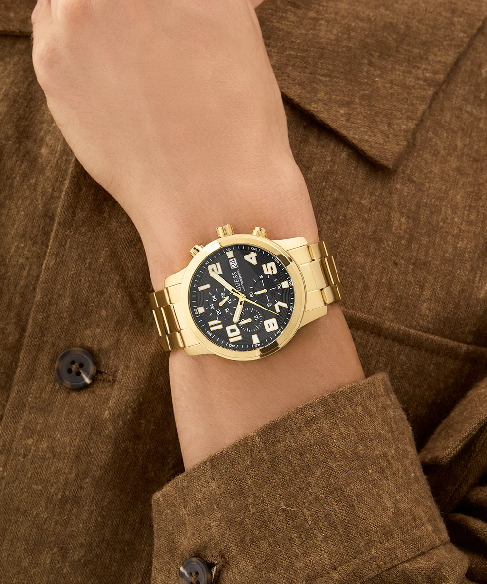 GUESS Mens Gold Tone Chronograph Watch - Image 3