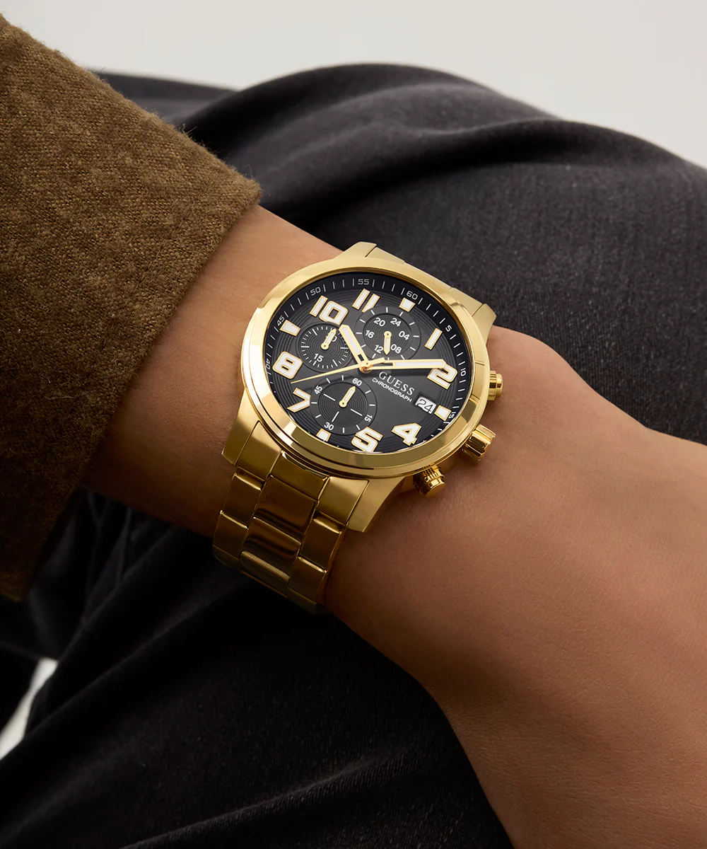 GUESS Mens Gold Tone Chronograph Watch - Image 5