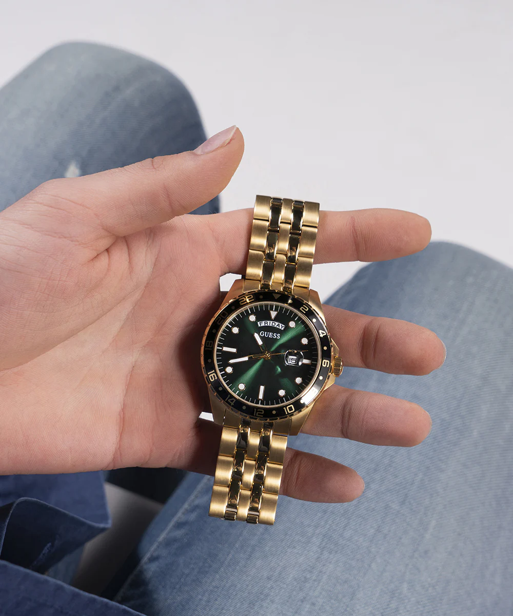 GUESS Mens Gold Tone Day/Date Watch - Image 6