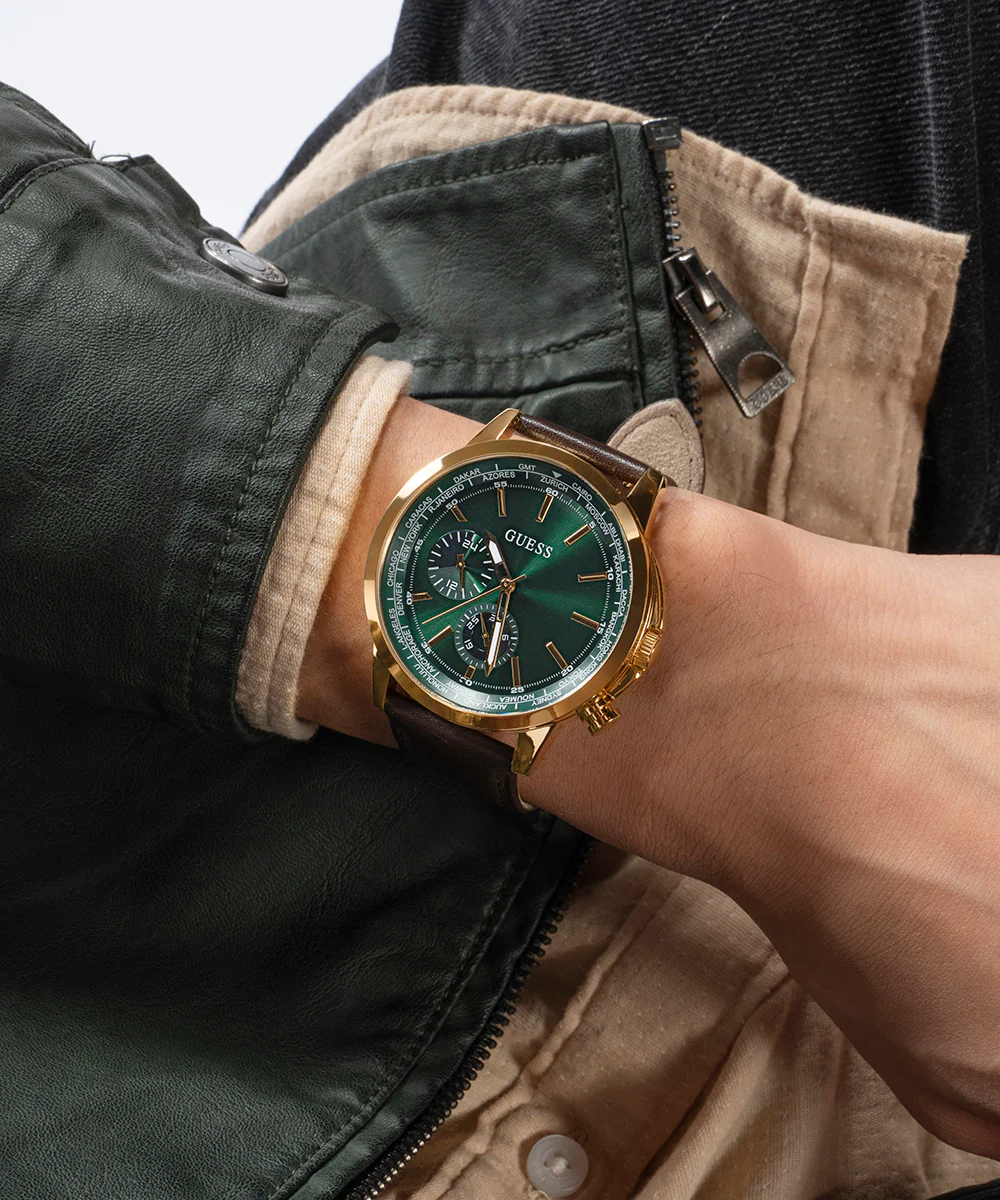 GUESS Mens Gold Tone Multi-function Watch Box Set - Image 3