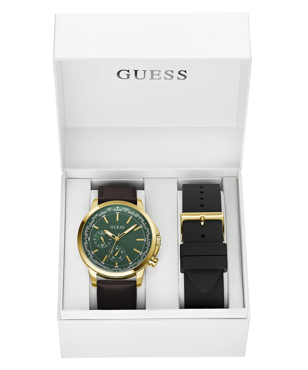 GUESS Mens Gold Tone Multi-function Watch Box Set - Image 4