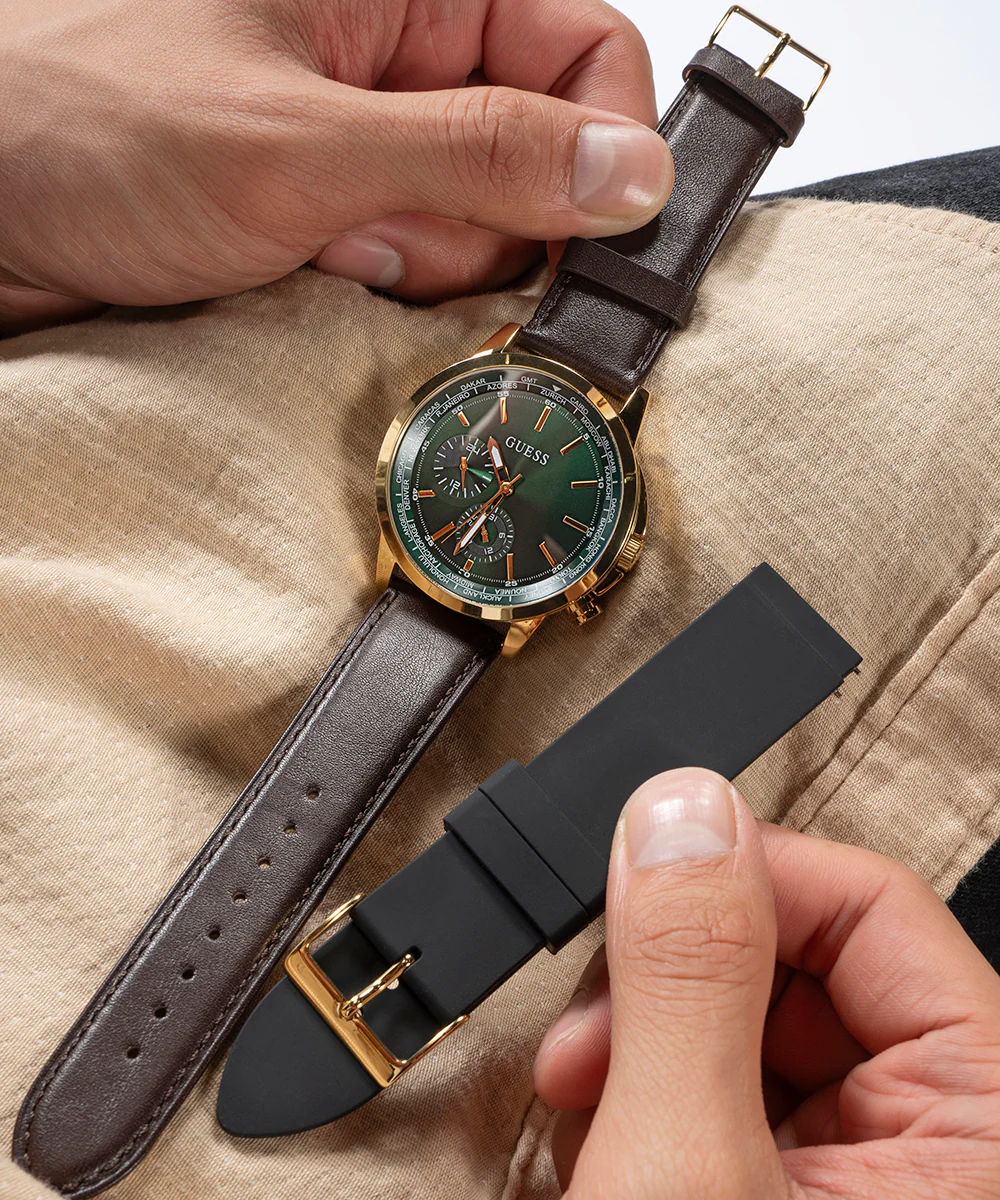 GUESS Mens Gold Tone Multi-function Watch Box Set - Image 5