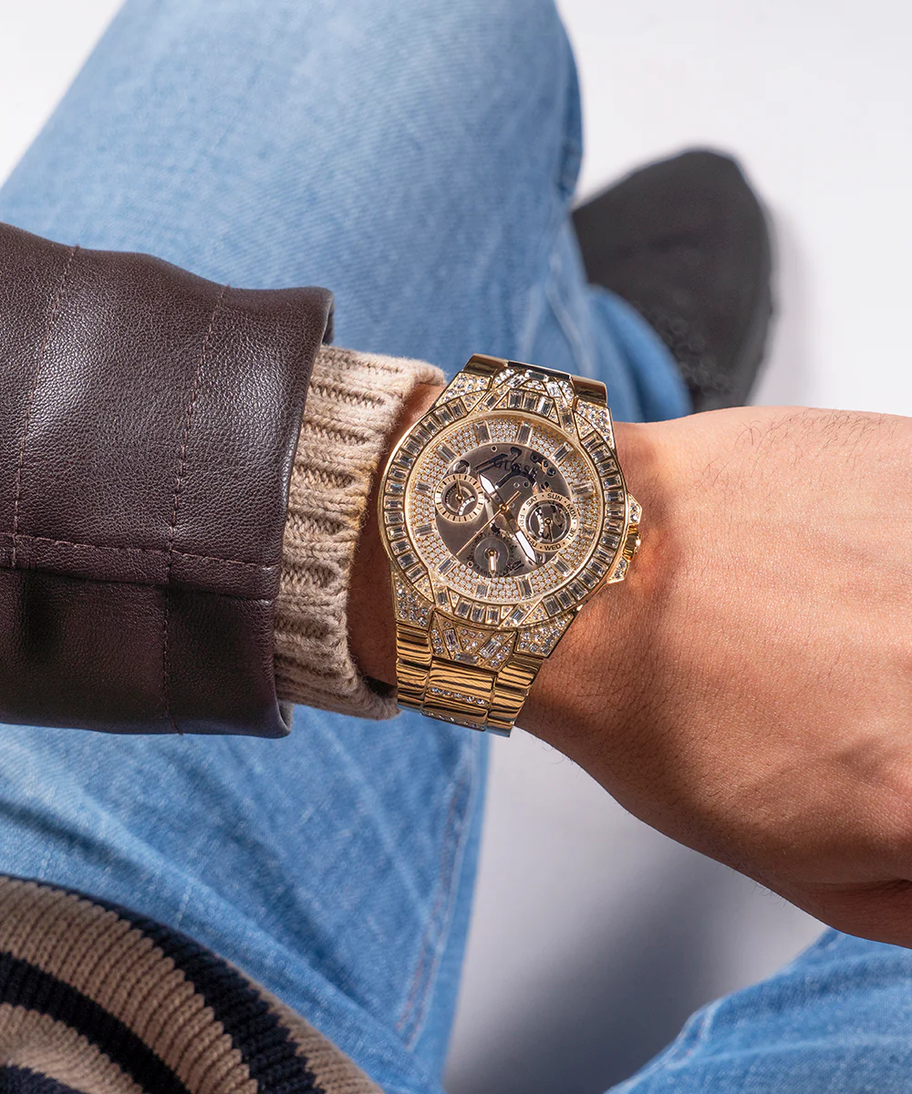 GUESS Mens Gold Tone Multi-function Watch - Image 4