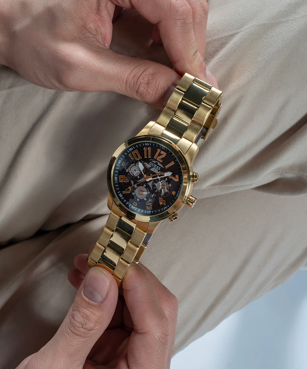 GUESS Mens Gold Tone Multi-function Watch - Image 6