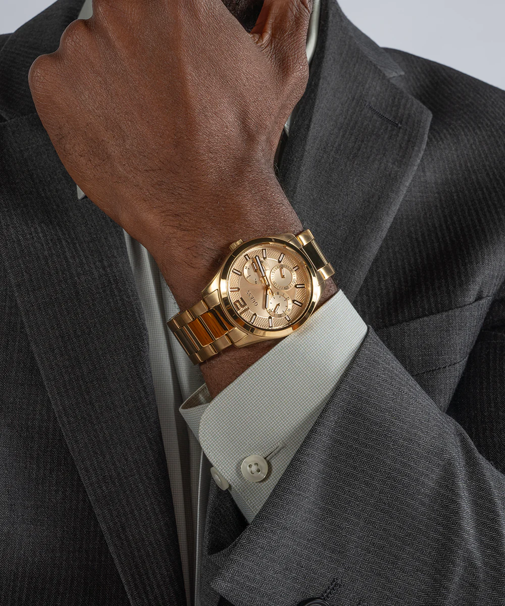 GUESS Mens Gold Tone Multi-function Watch - Image 2
