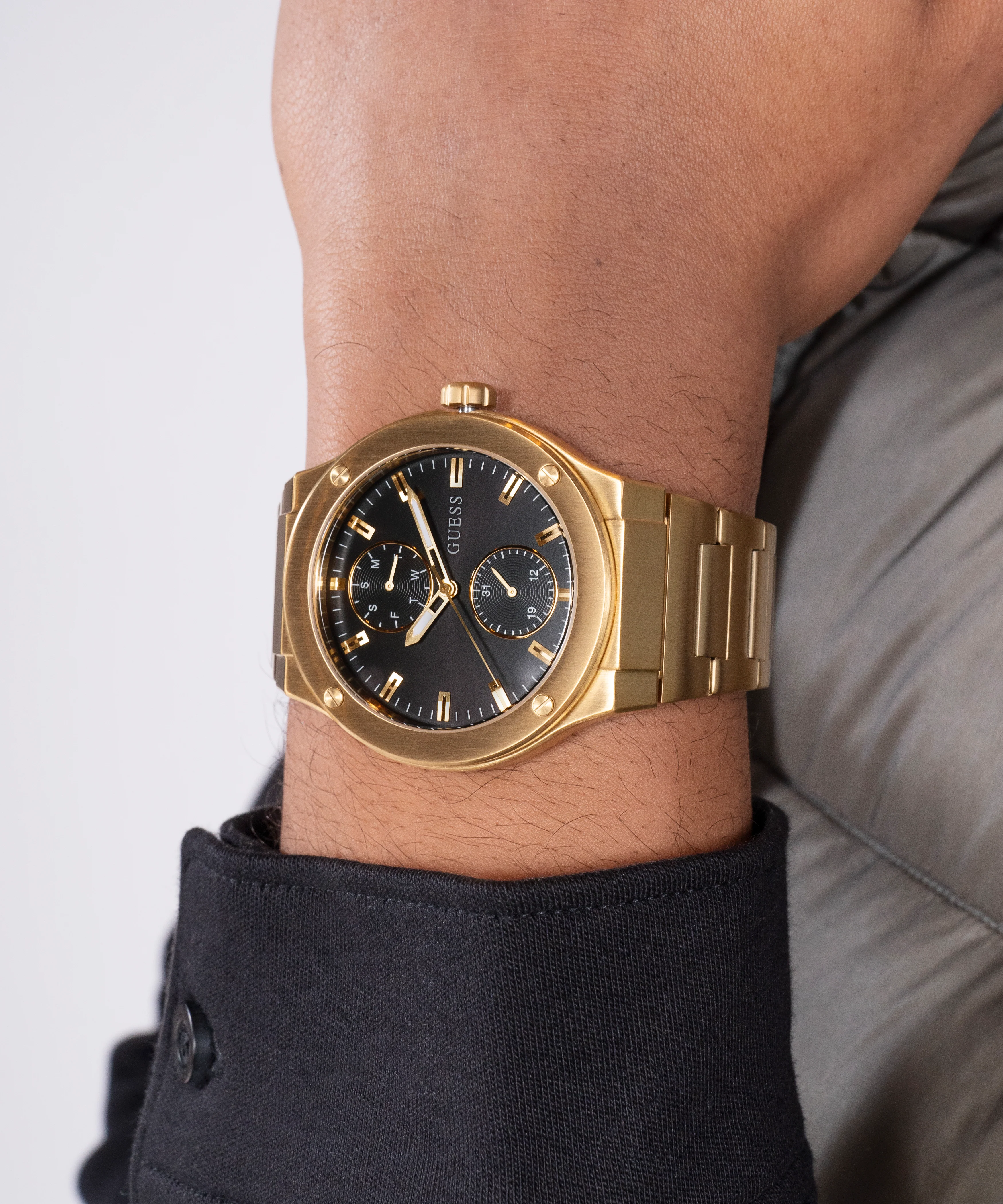 GUESS Mens Gold Tone Multi-function Watch - Image 6