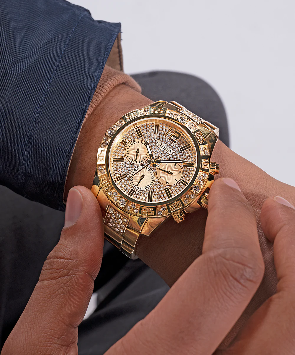 GUESS Mens Gold Tone Multi-function Watch - Image 8