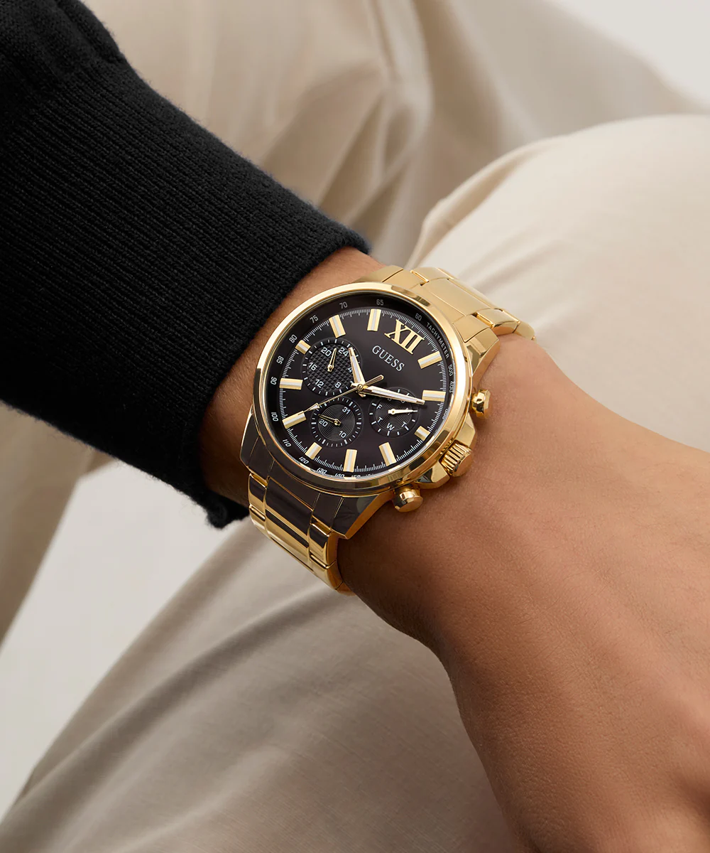 GUESS Mens Gold Tone Multi-function Watch - Image 7