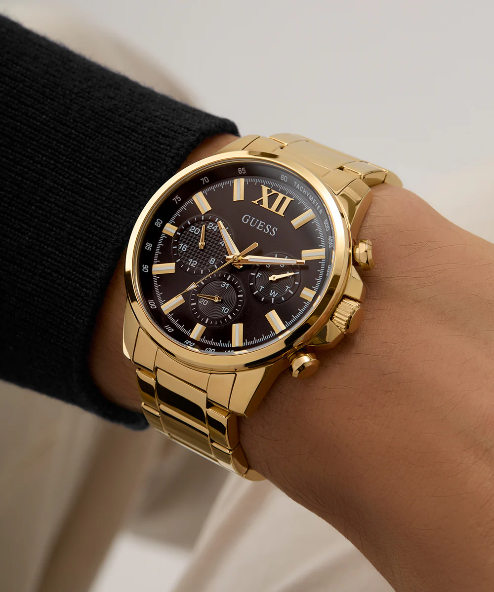 GUESS Mens Gold Tone Multi-function Watch - Image 9