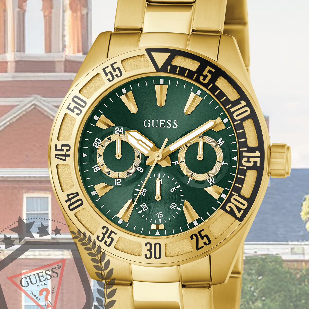 GUESS Mens Gold Tone Multi-function Watch - Image 3