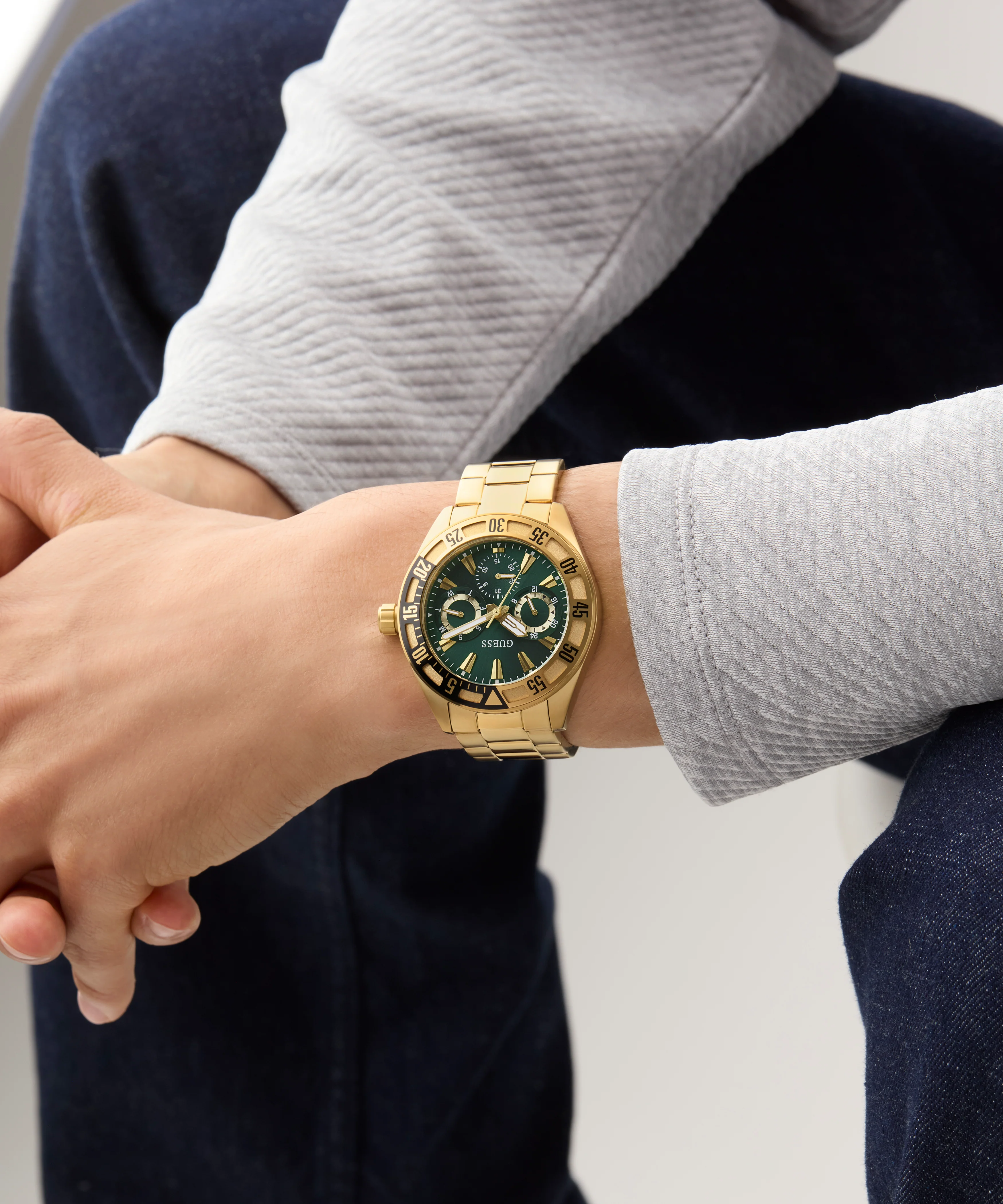 GUESS Mens Gold Tone Multi-function Watch - Image 5