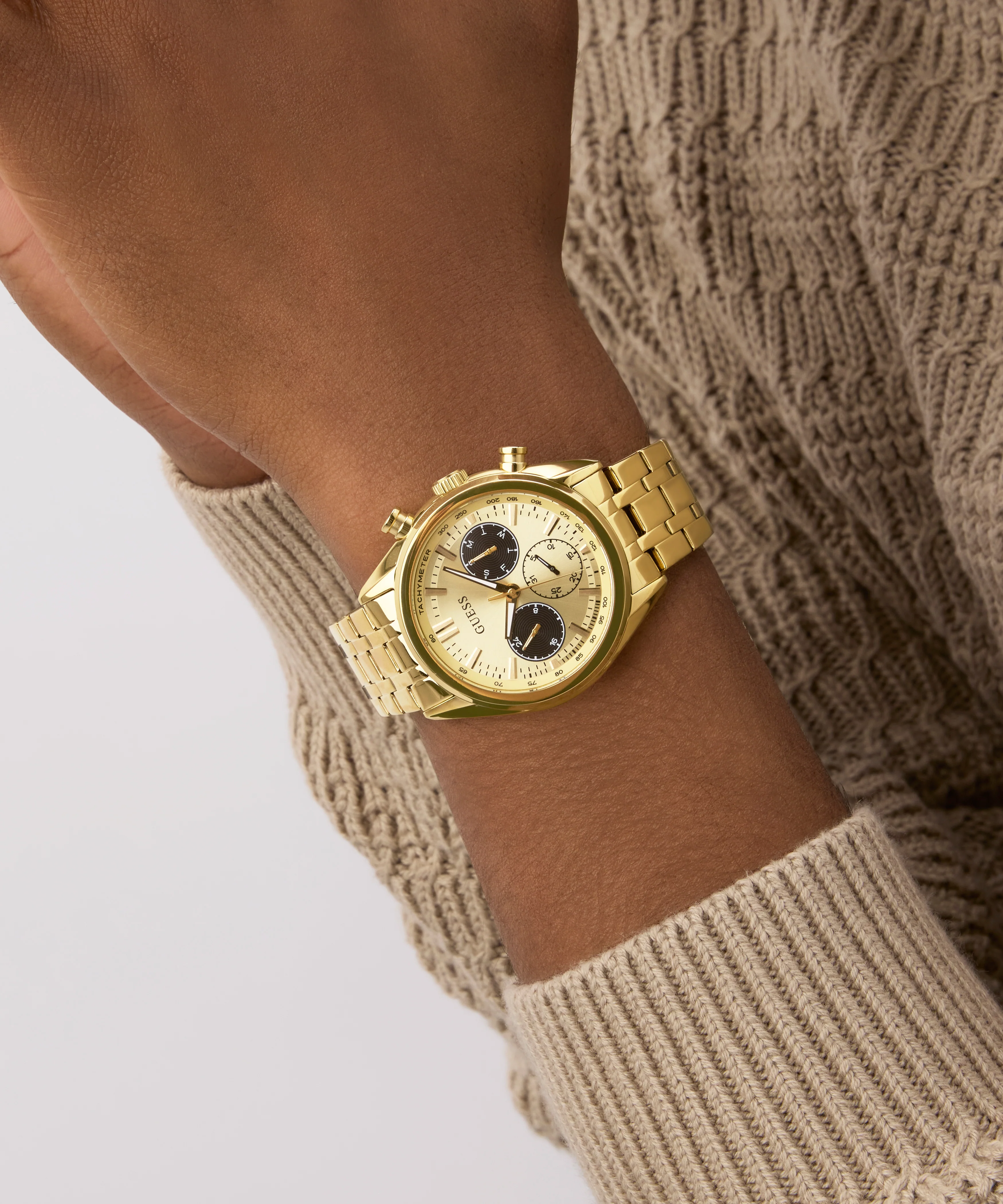 GUESS Mens Gold Tone Multi-function Watch - Image 4