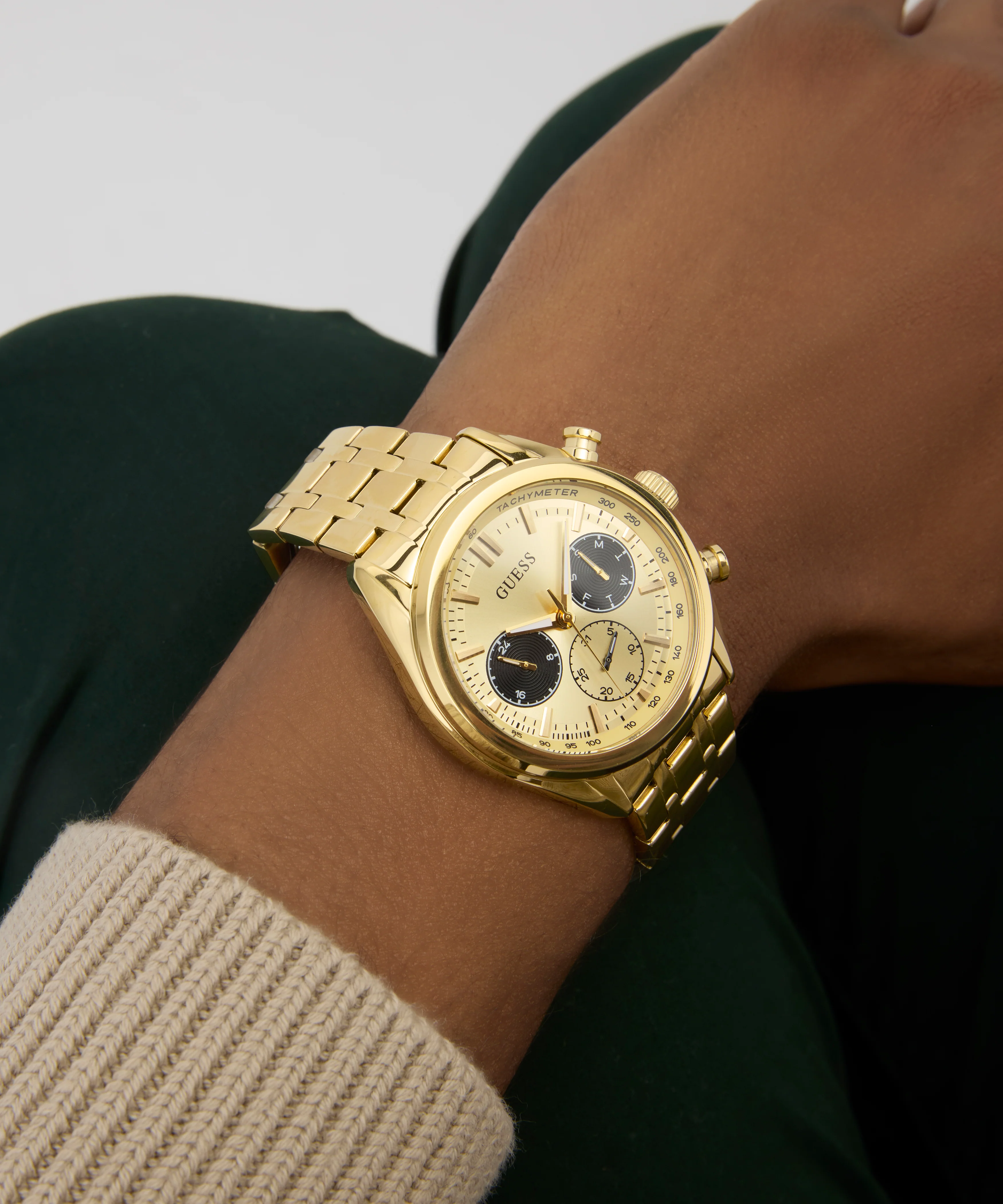 GUESS Mens Gold Tone Multi-function Watch - Image 5
