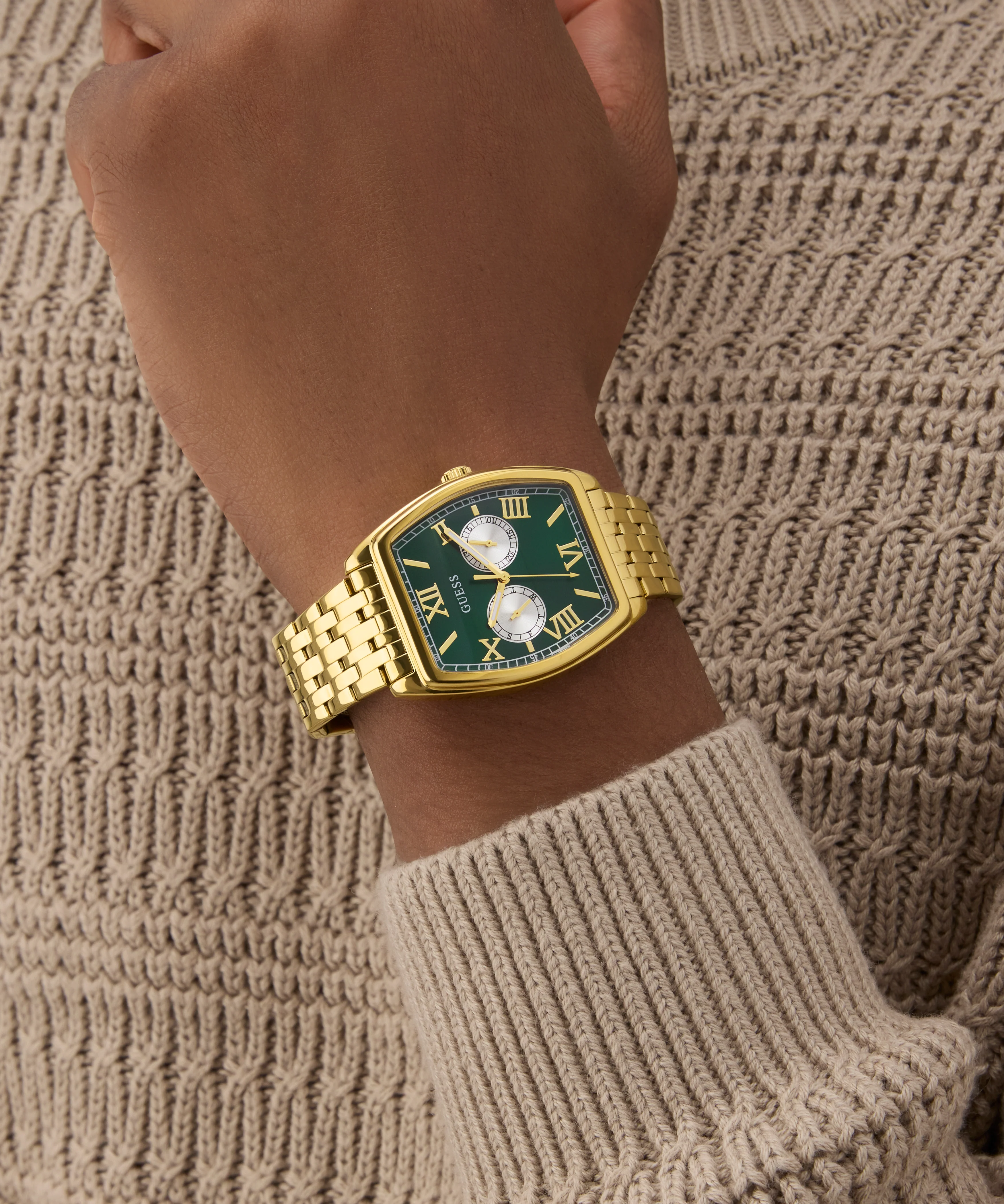 GUESS Mens Gold Tone Multi-function Watch - Image 3