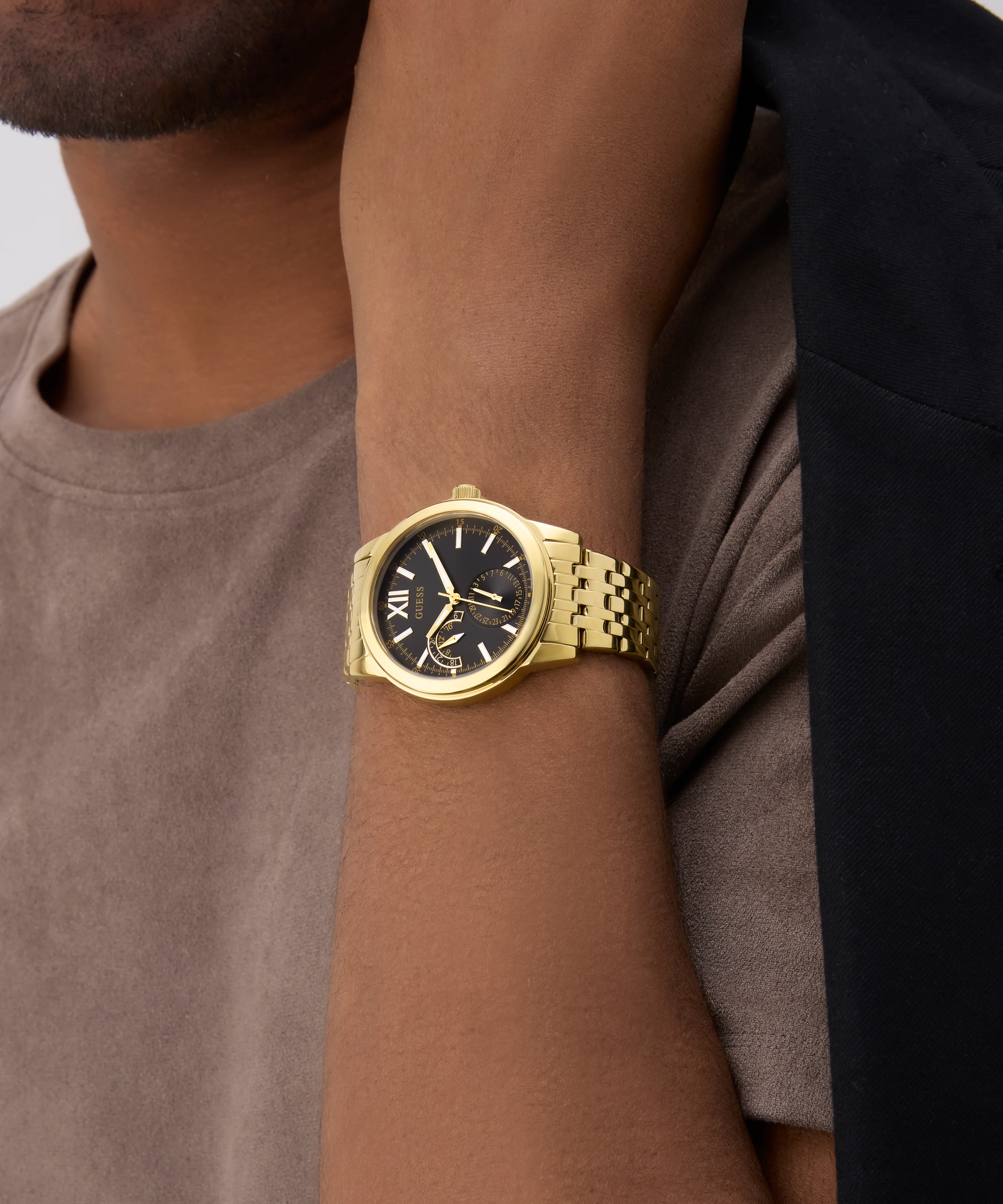 GUESS Mens Gold Tone Multi-function Watch - Image 5
