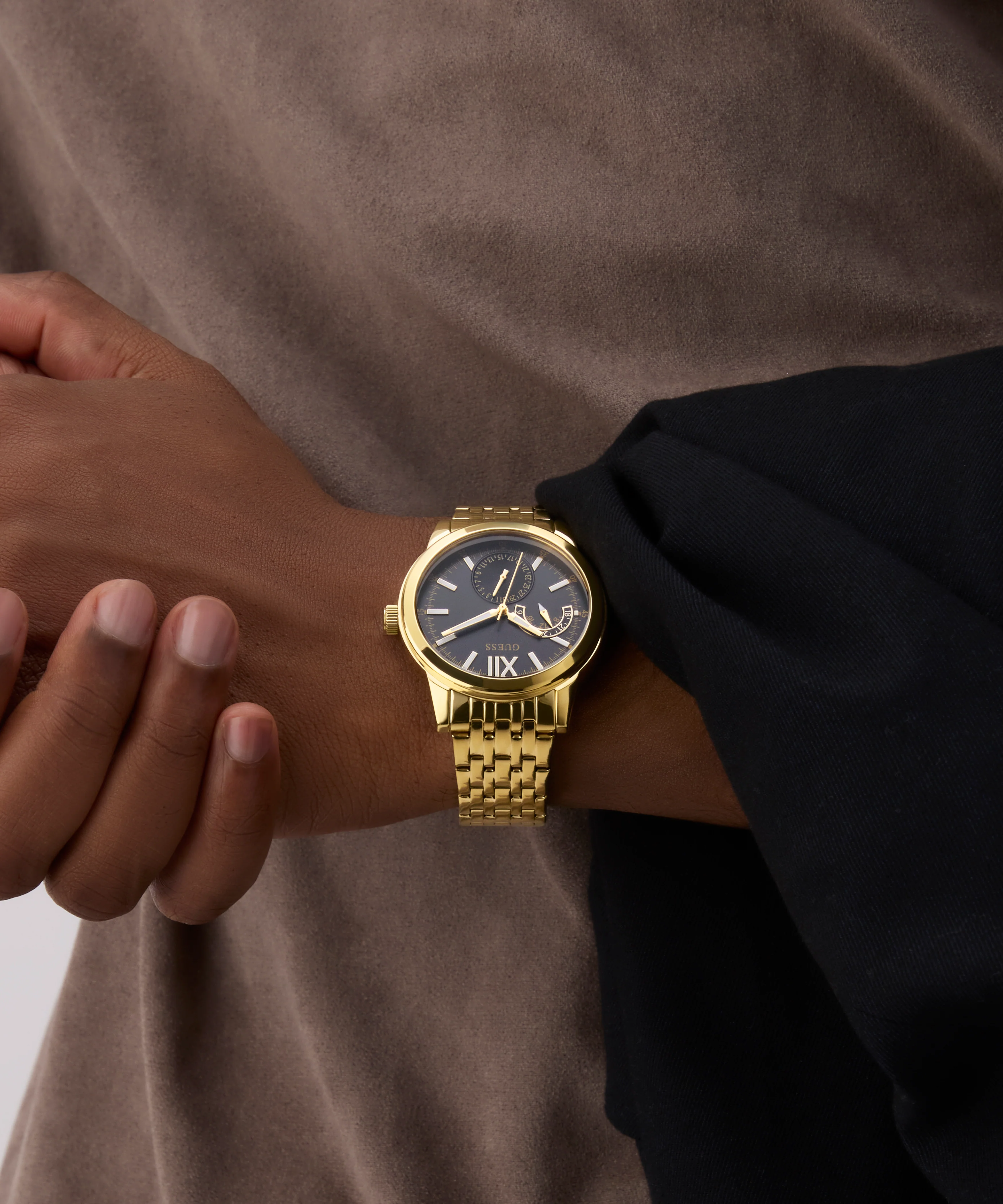 GUESS Mens Gold Tone Multi-function Watch - Image 6