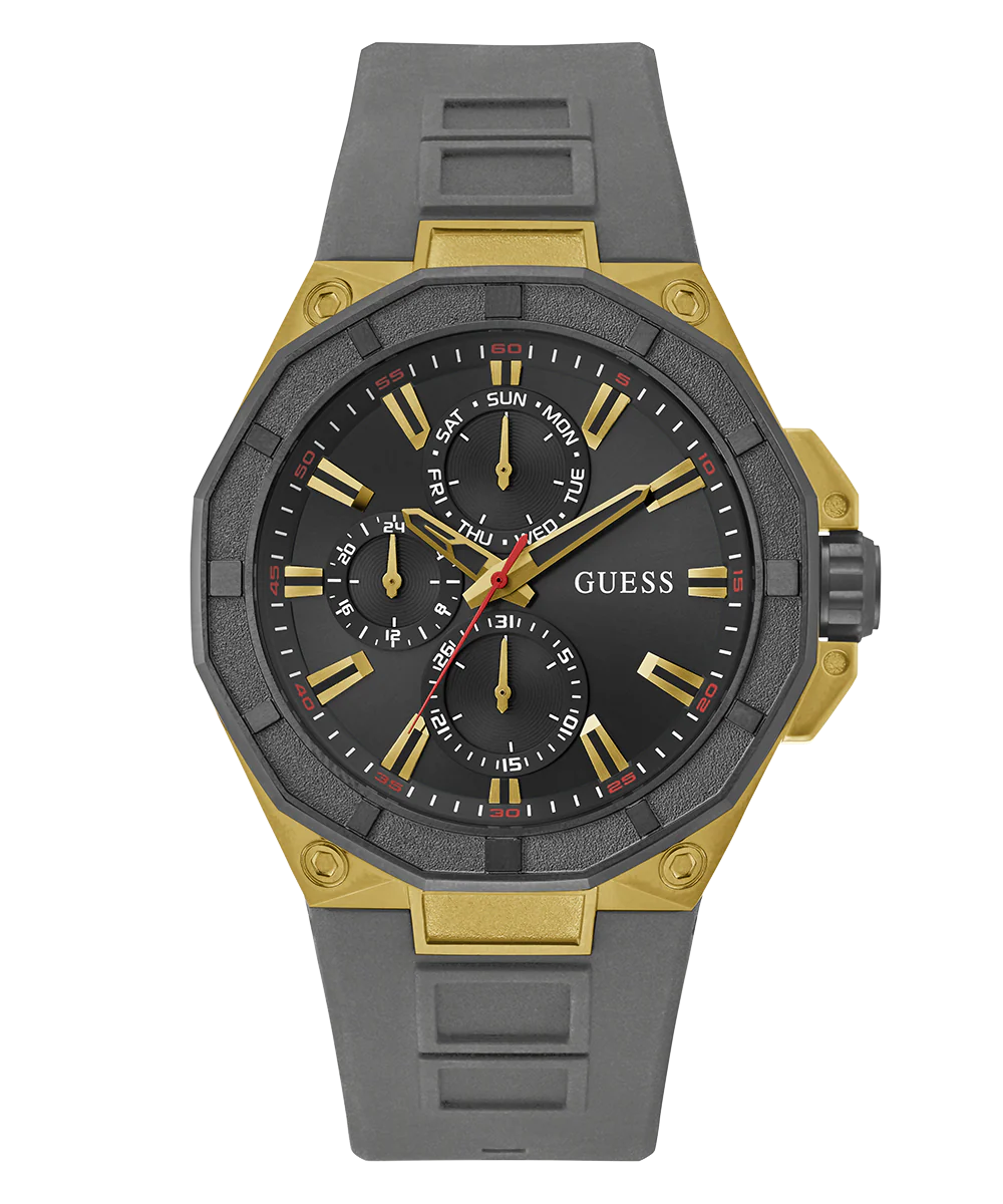 GUESS Mens Gray Gold Tone Multi-function Watch - Image 4