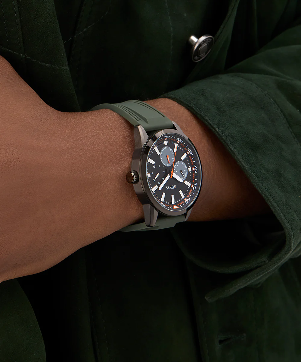 GUESS Mens Green Gunmetal Multi-function Watch - Image 4