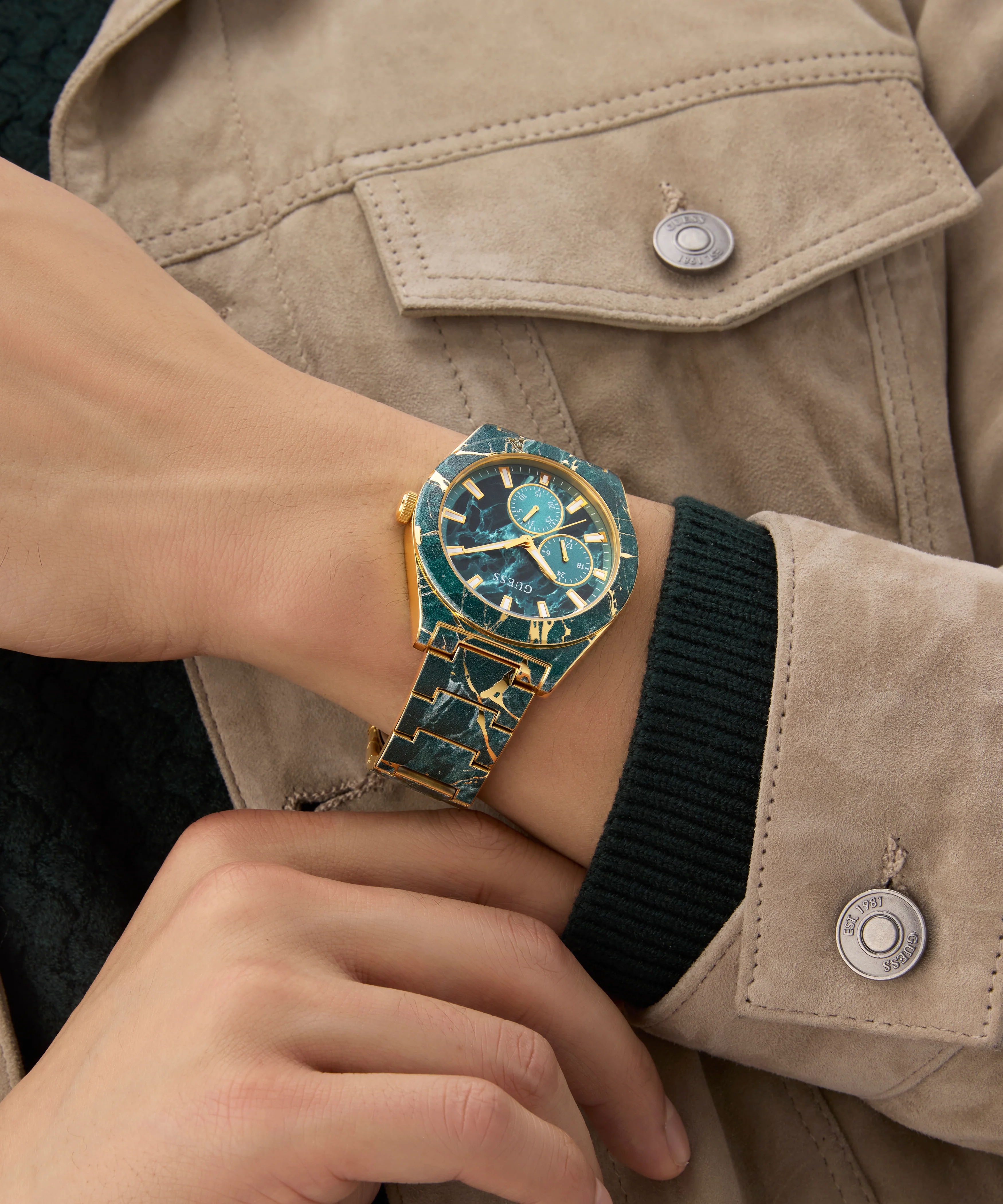 GUESS Mens Green Multi-function Watch - Image 5