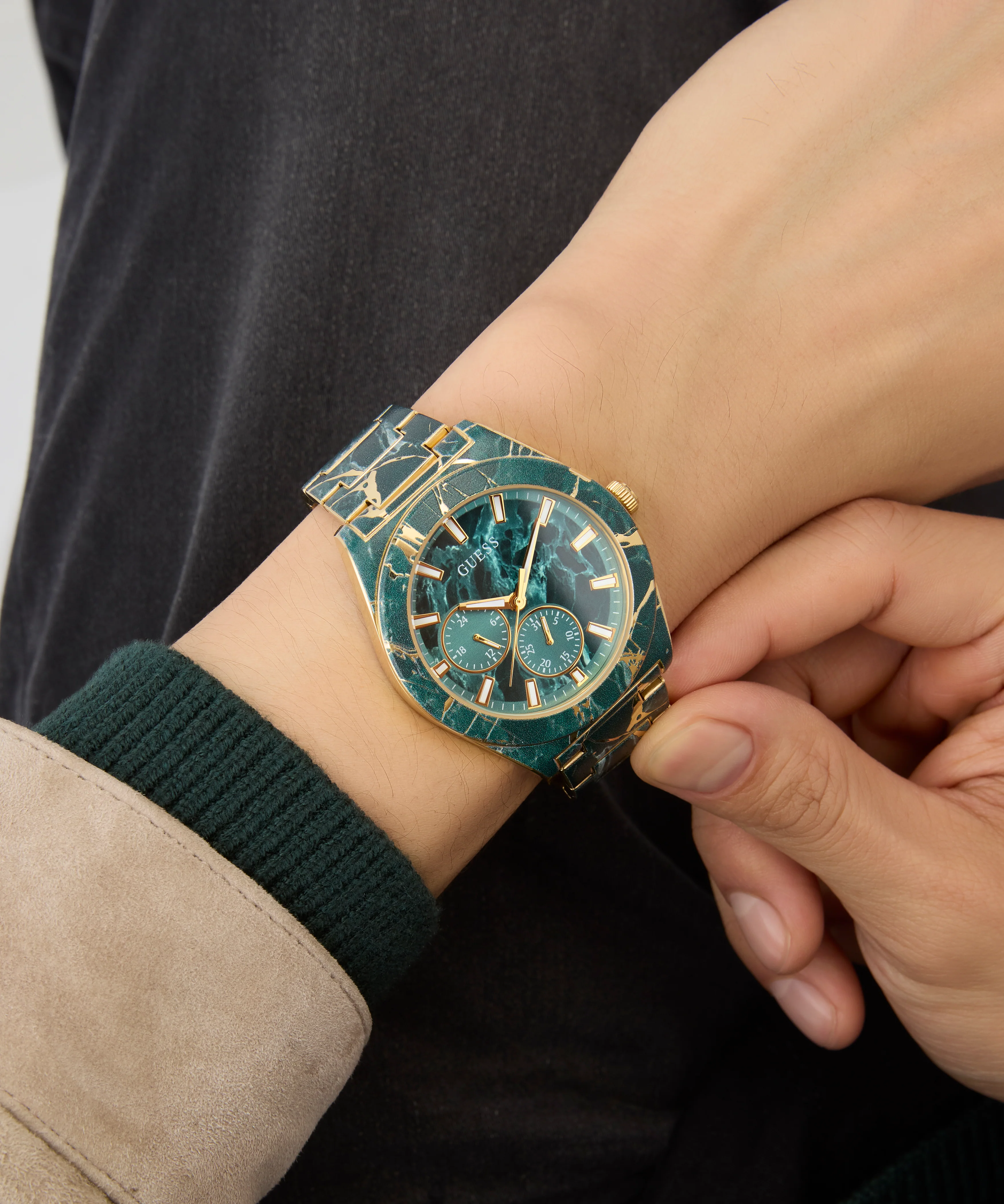 GUESS Mens Green Multi-function Watch - Image 6