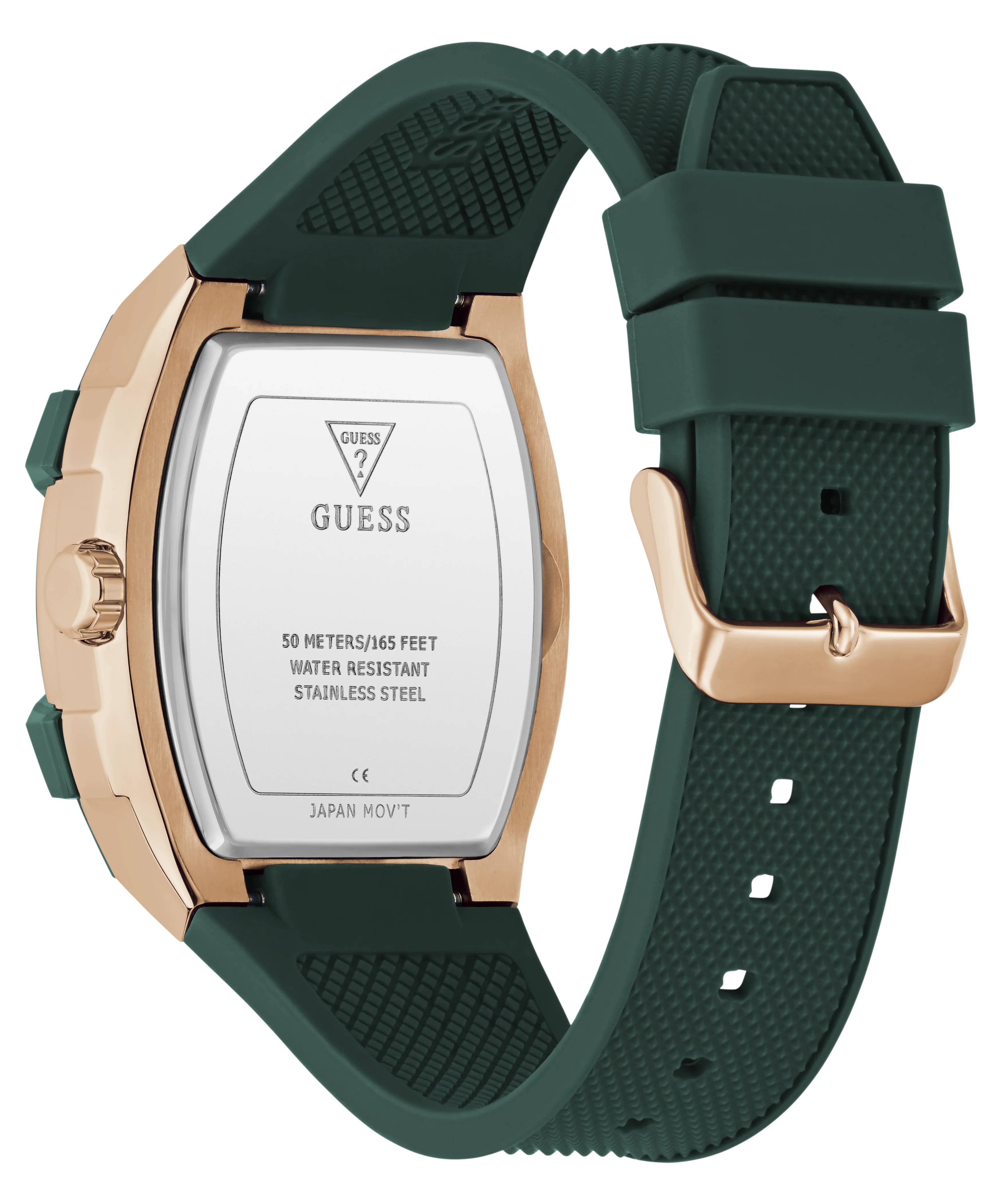 GUESS Mens Green Rose Gold Tone Multifunction Watch - Image 7