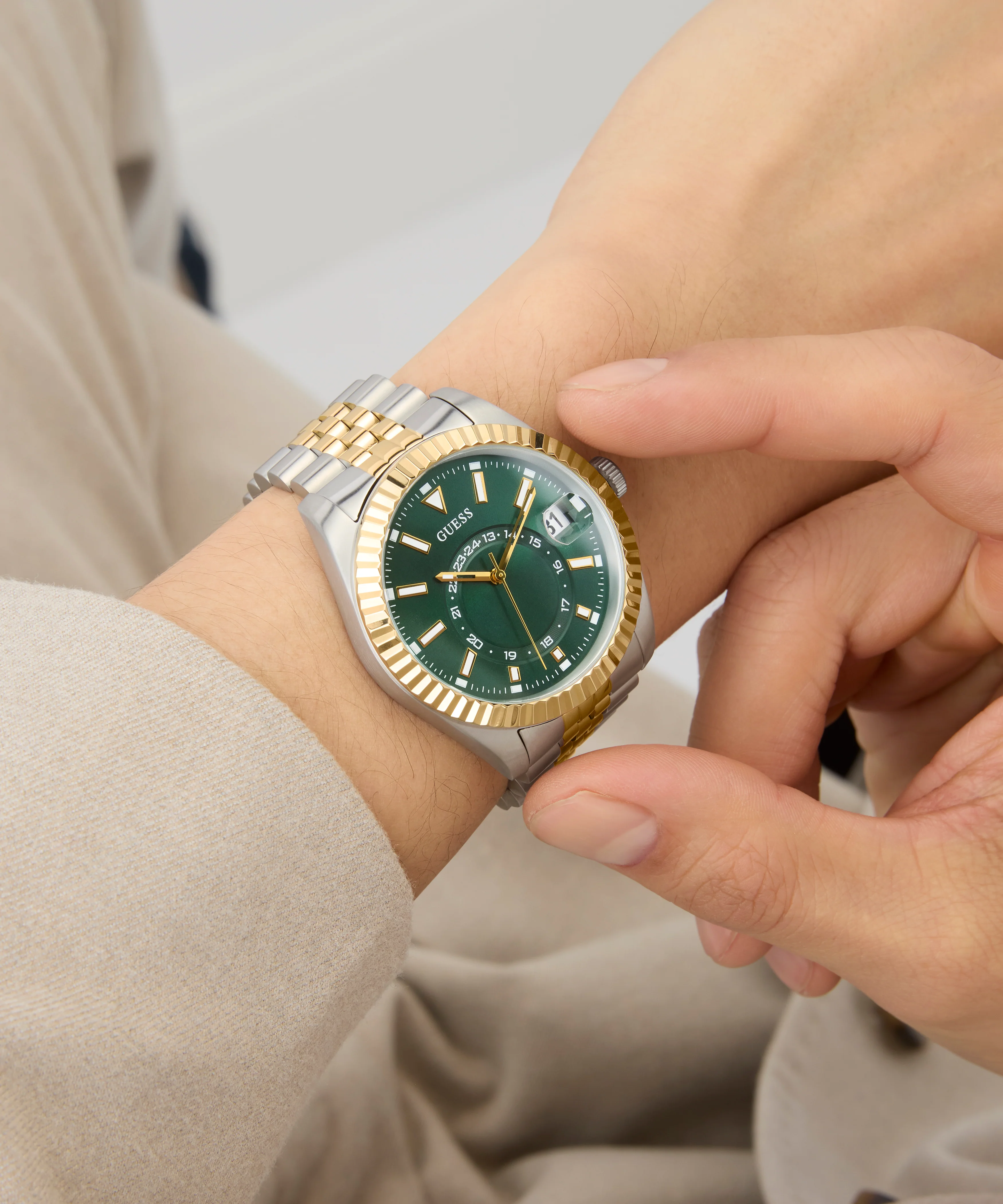 GUESS Mens Jaden 2-Tone Multi-function Date Watch - Image 2