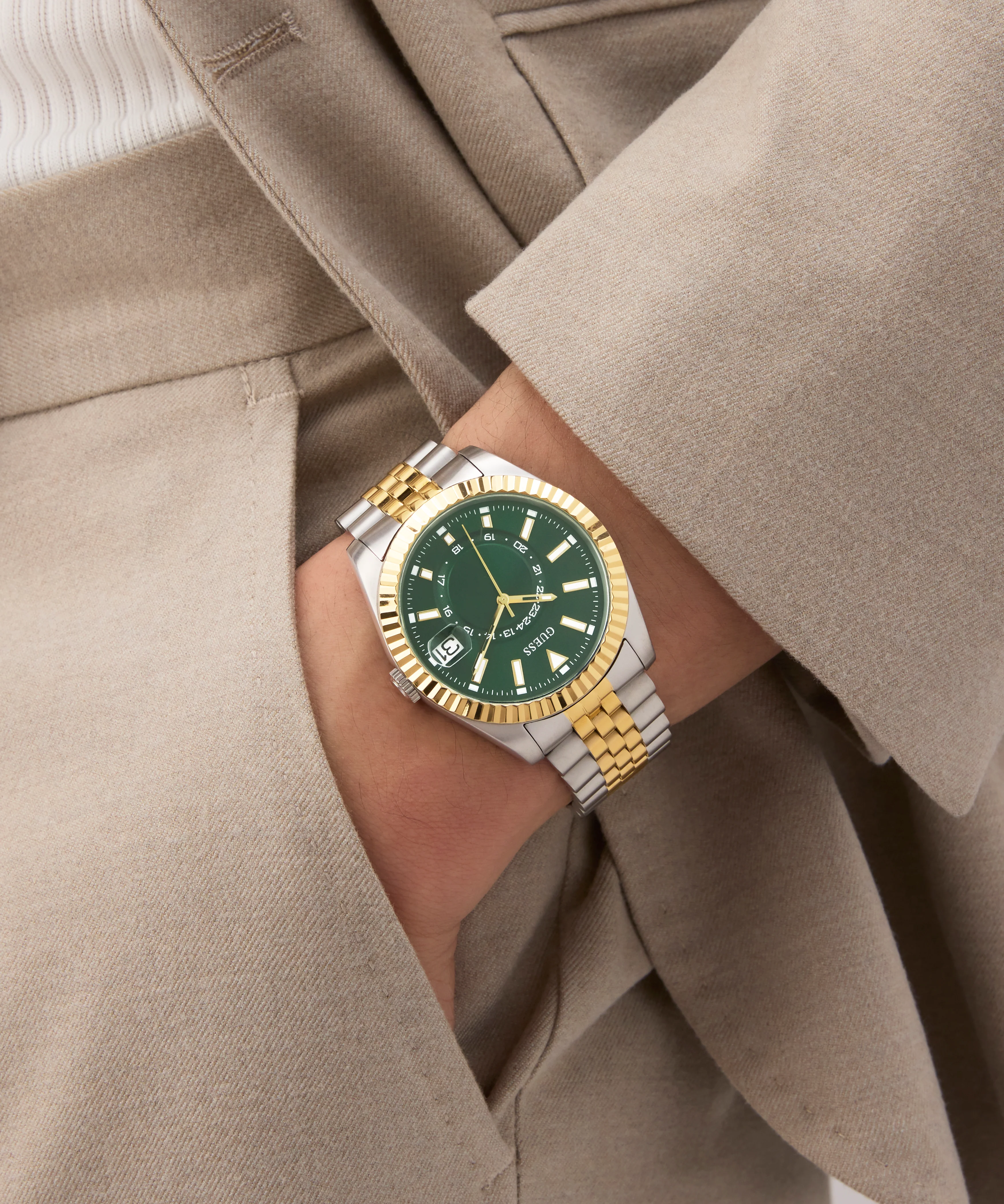 GUESS Mens Jaden 2-Tone Multi-function Date Watch - Image 4