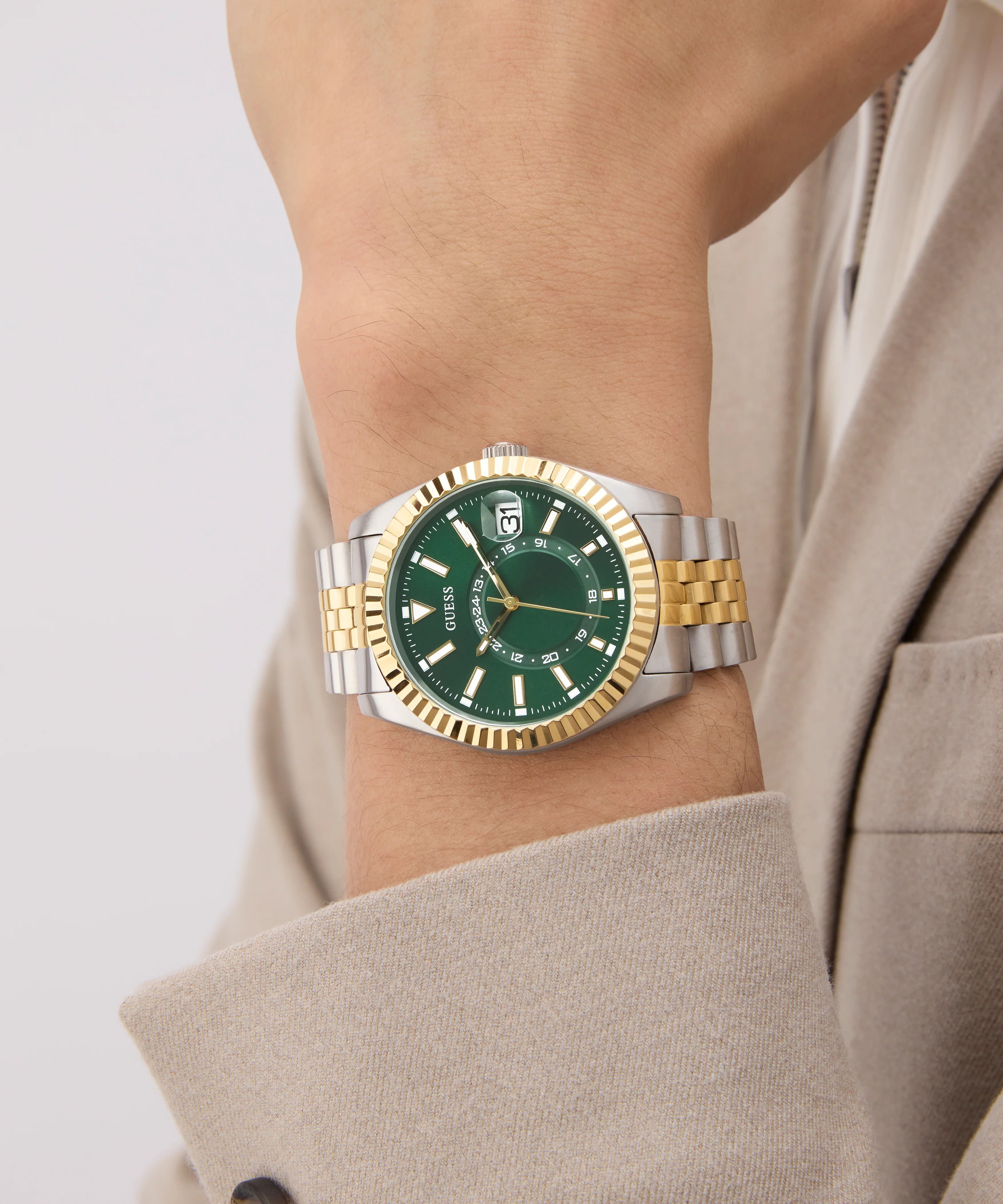 GUESS Mens Jaden 2-Tone Multi-function Date Watch - Image 6