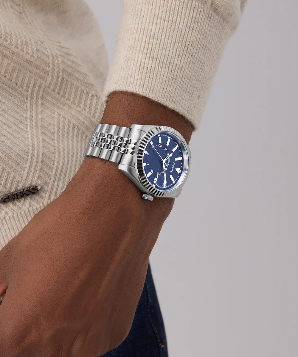 GUESS Mens Jaden Silver Tone Multi-function Date Watch - Image 3