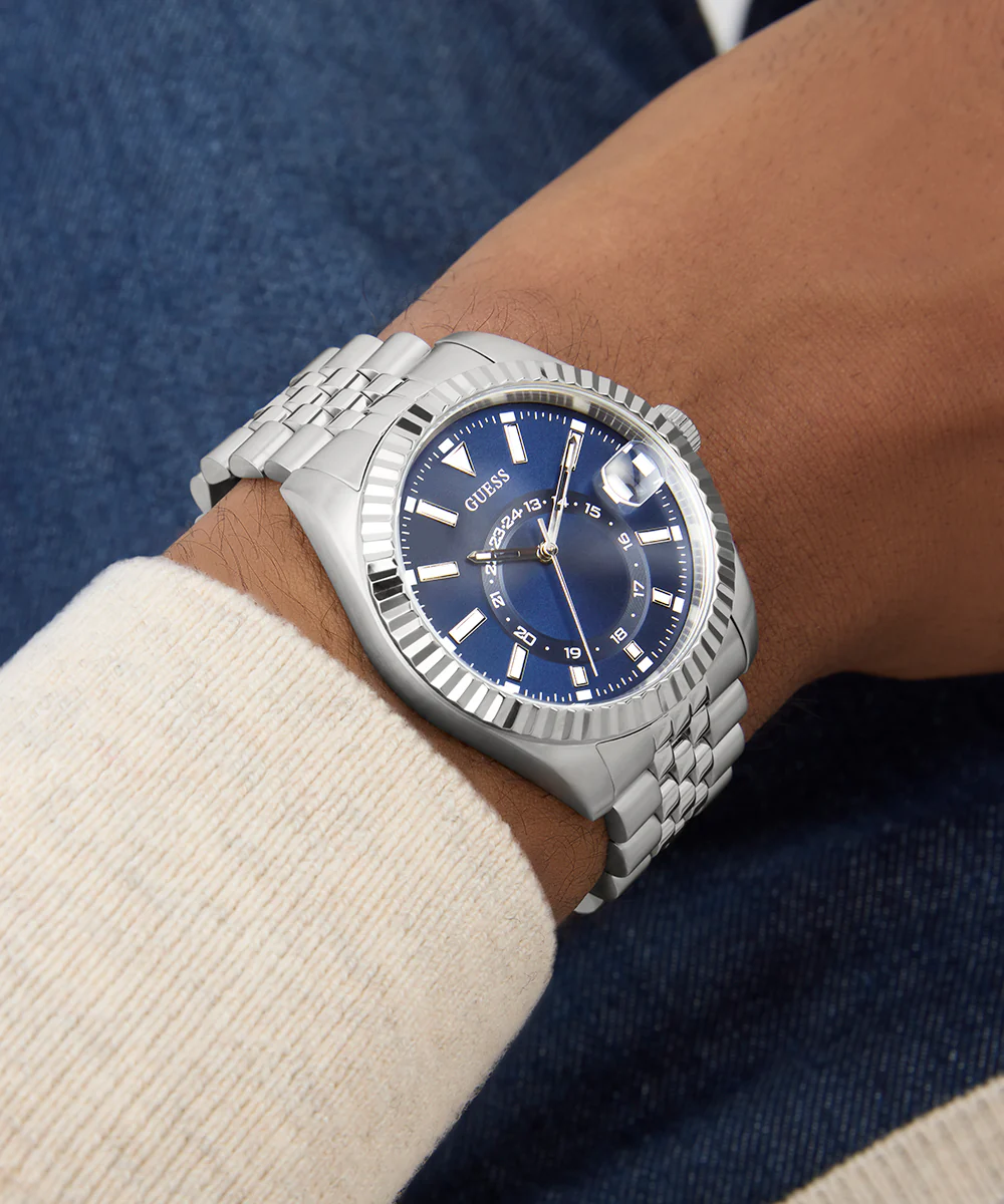 GUESS Mens Jaden Silver Tone Multi-function Date Watch - Image 6