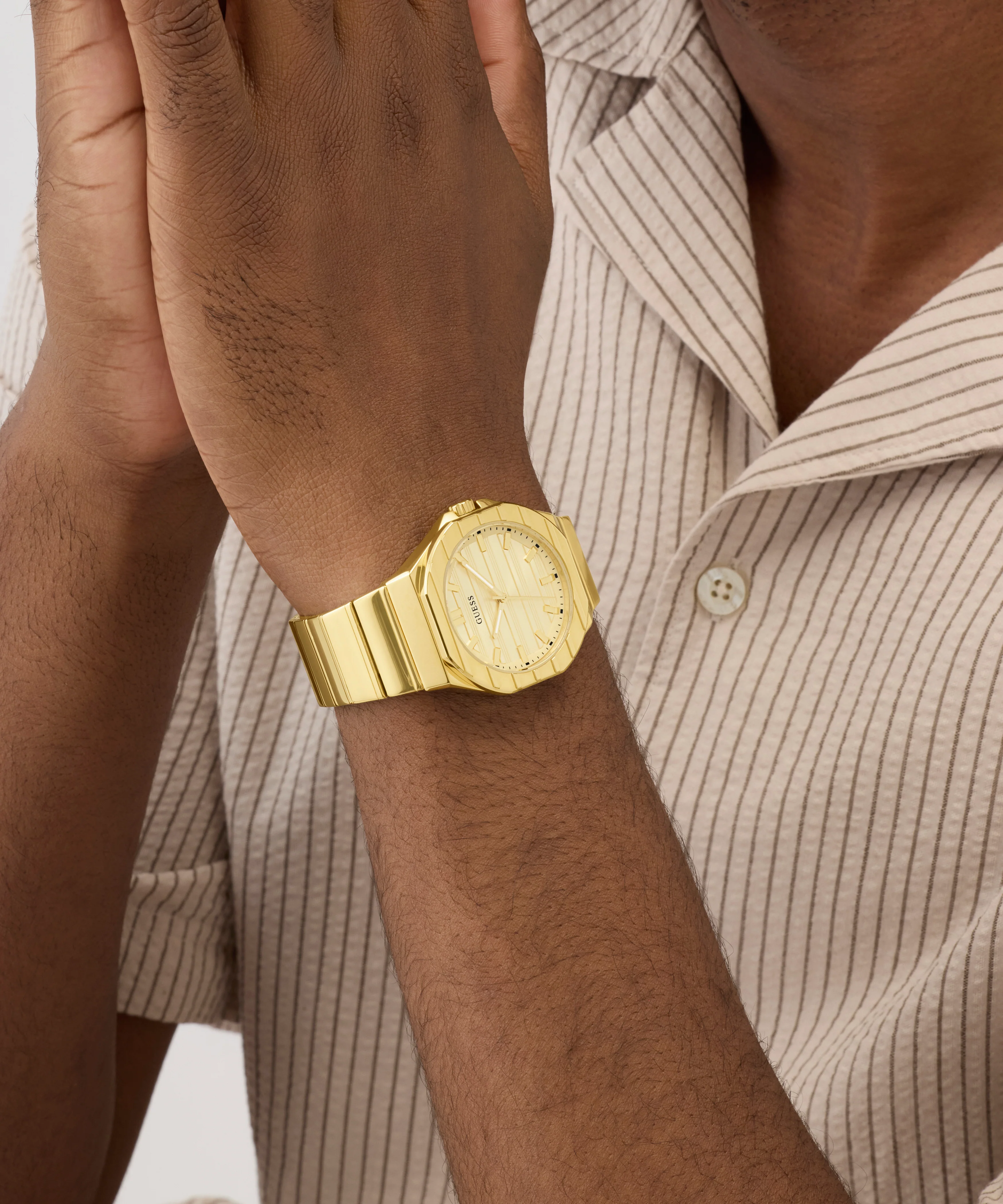 GUESS Mens Jaq Gold Tone Analog Watch - Image 3