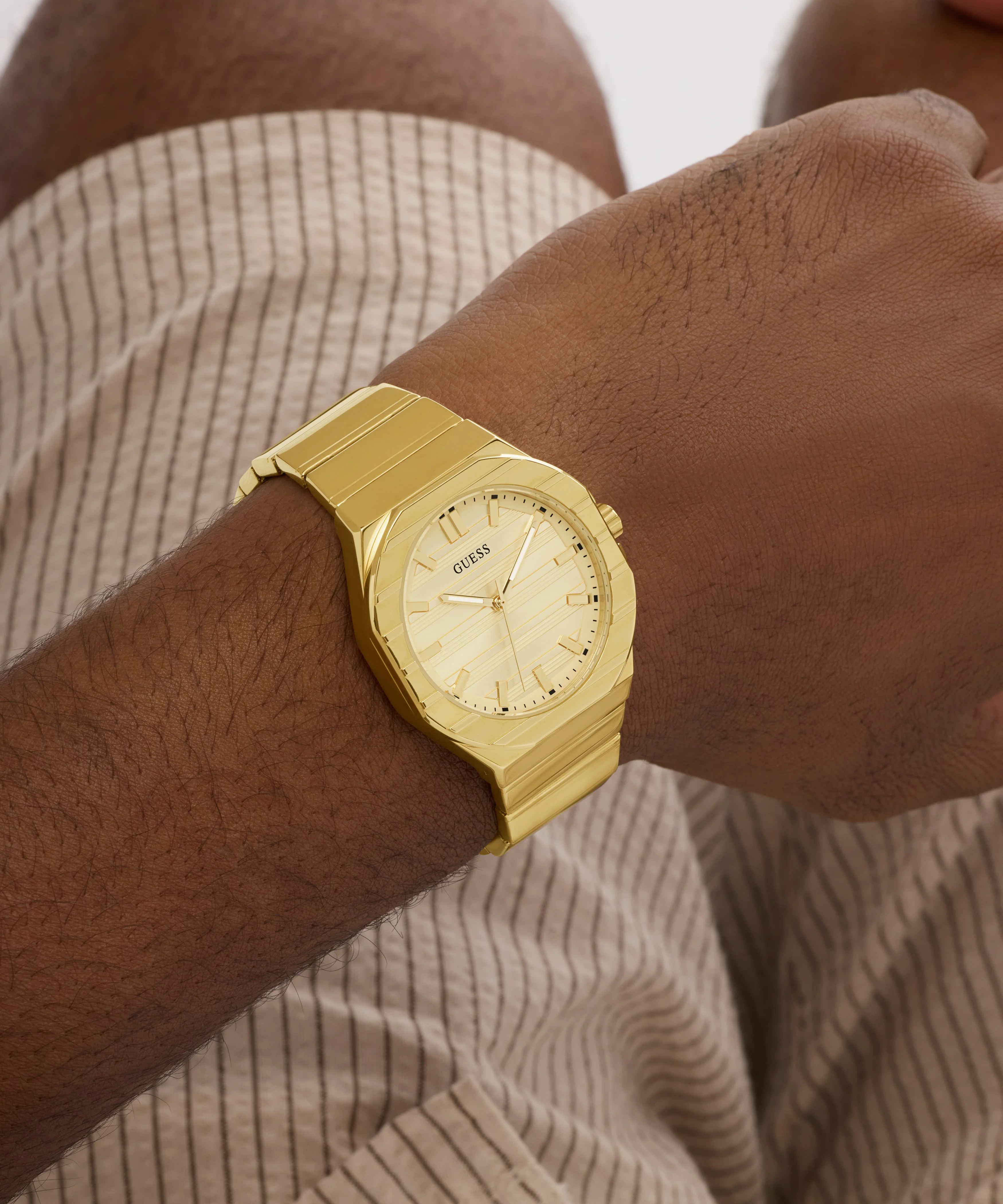 GUESS Mens Jaq Gold Tone Analog Watch - Image 5