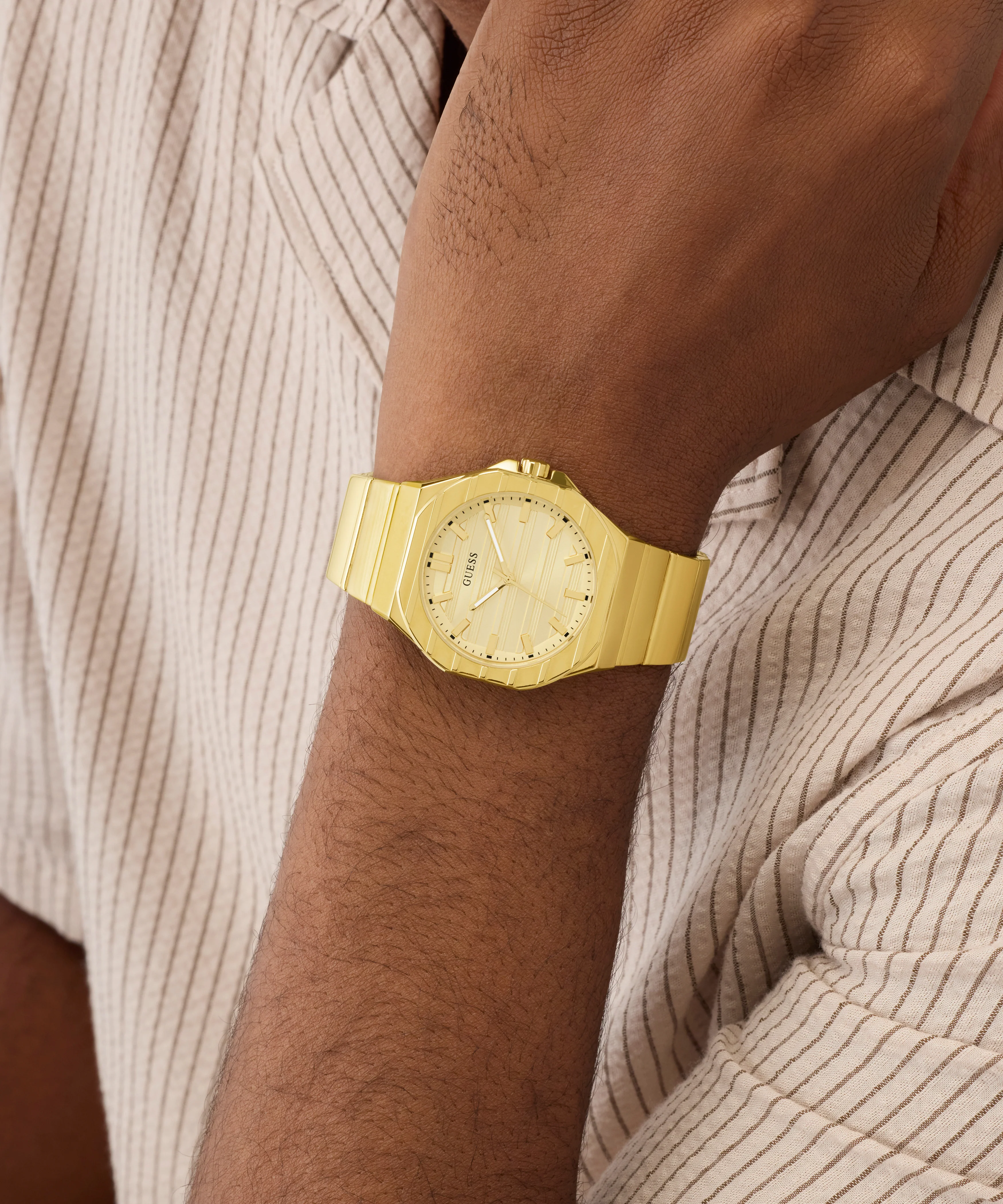 GUESS Mens Jaq Gold Tone Analog Watch - Image 6