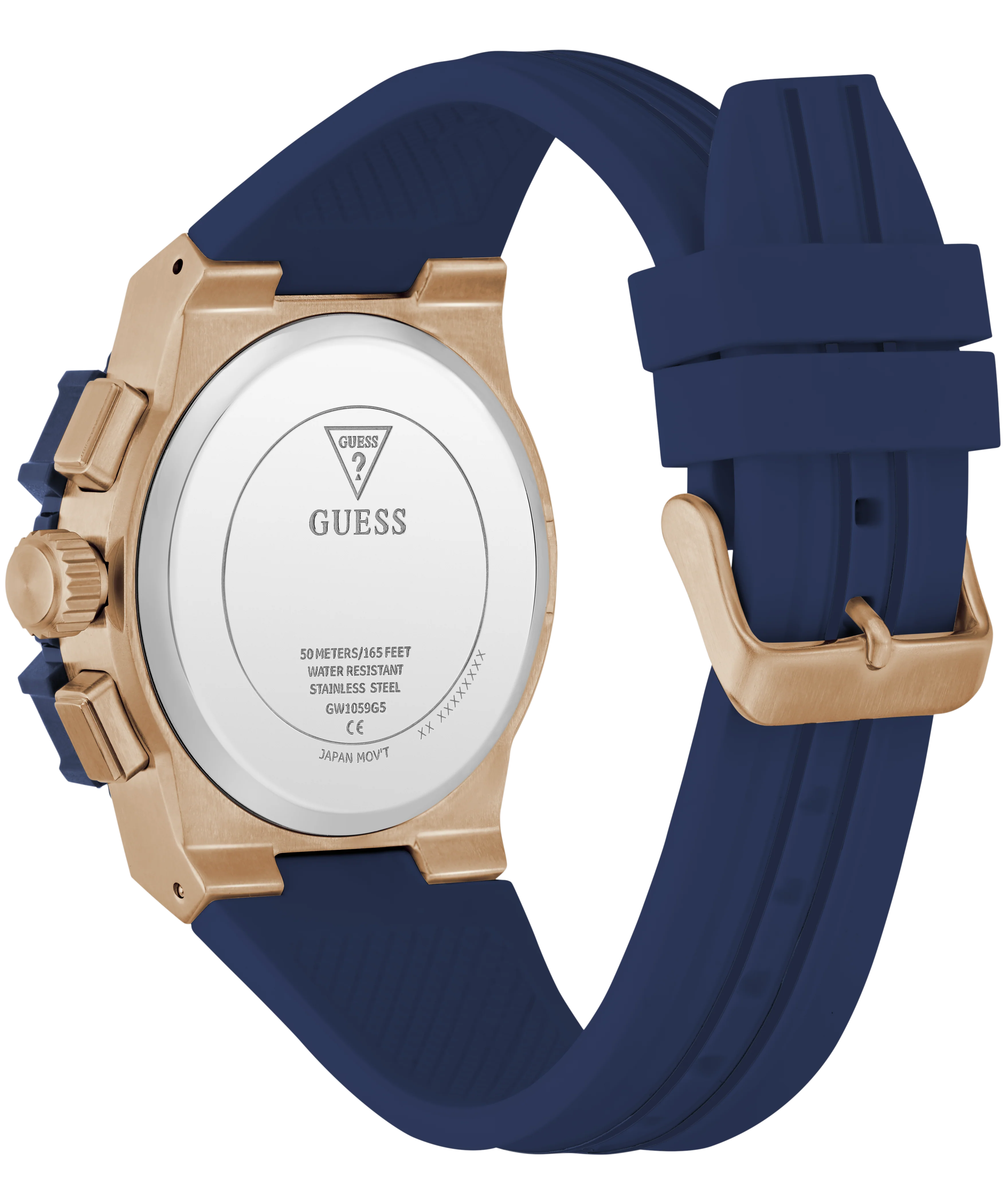 GUESS Mens Midnight Blue Rose Gold Tone Analog Watch - Image 7