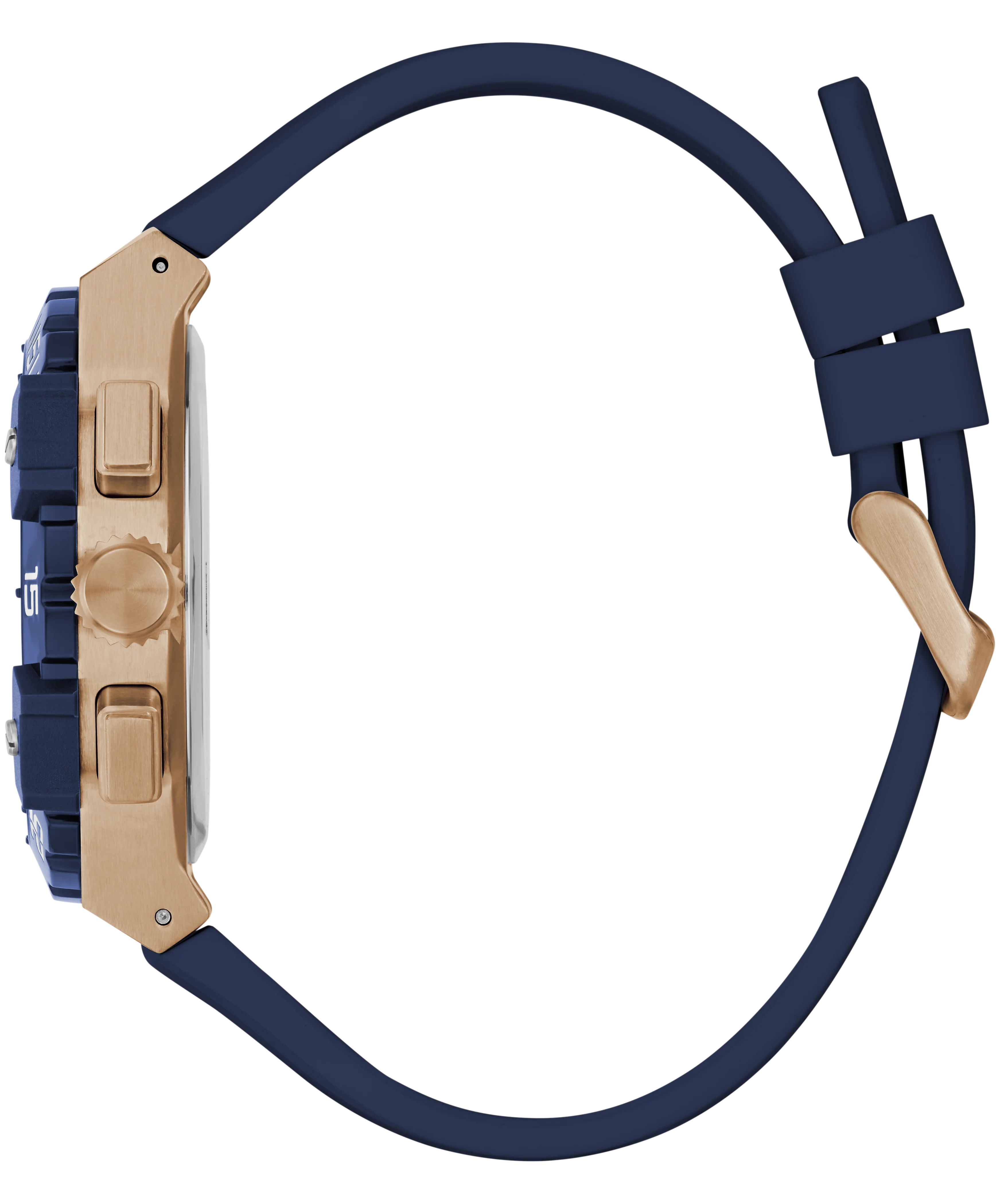 GUESS Mens Midnight Blue Rose Gold Tone Analog Watch - Image 8
